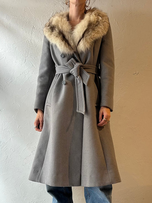 70s Gray Knit Penny Lane Coat / Small