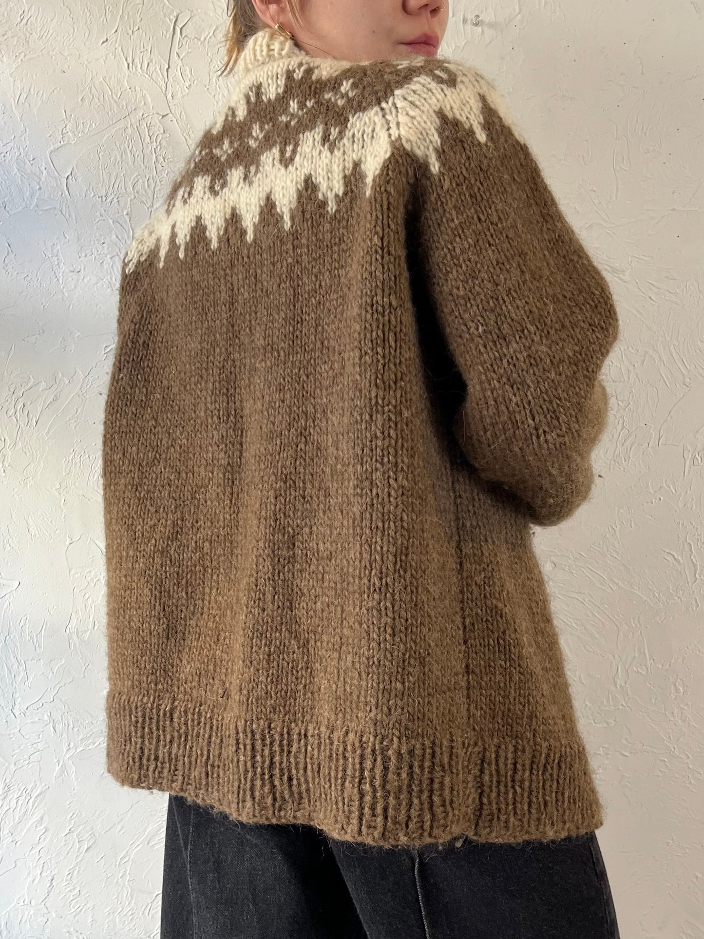 Vintage Hand Knit Wool Cardigan Sweater / Small