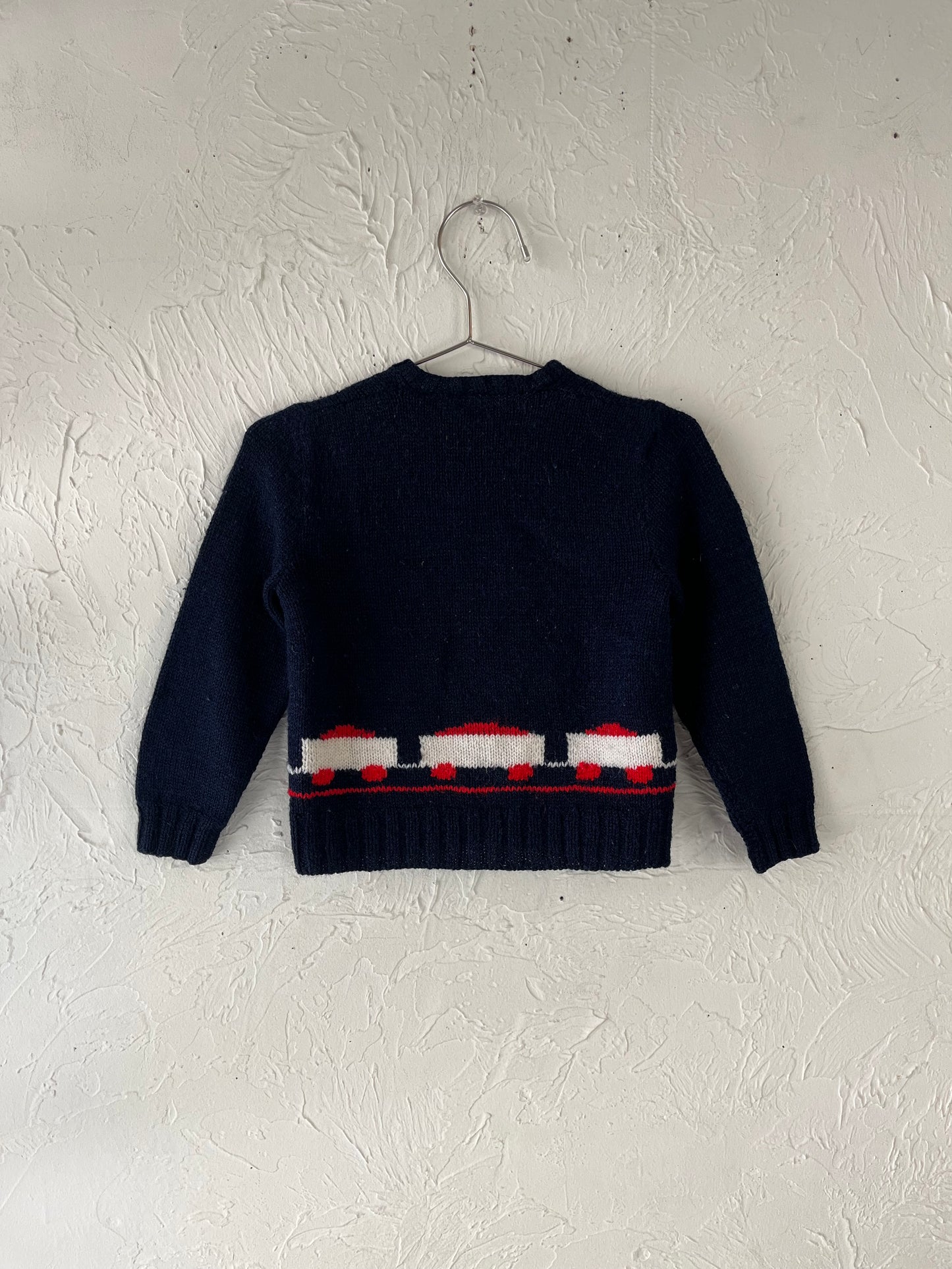 Vintage Kids Knit Train Cardigan Sweater / 2T - 3T