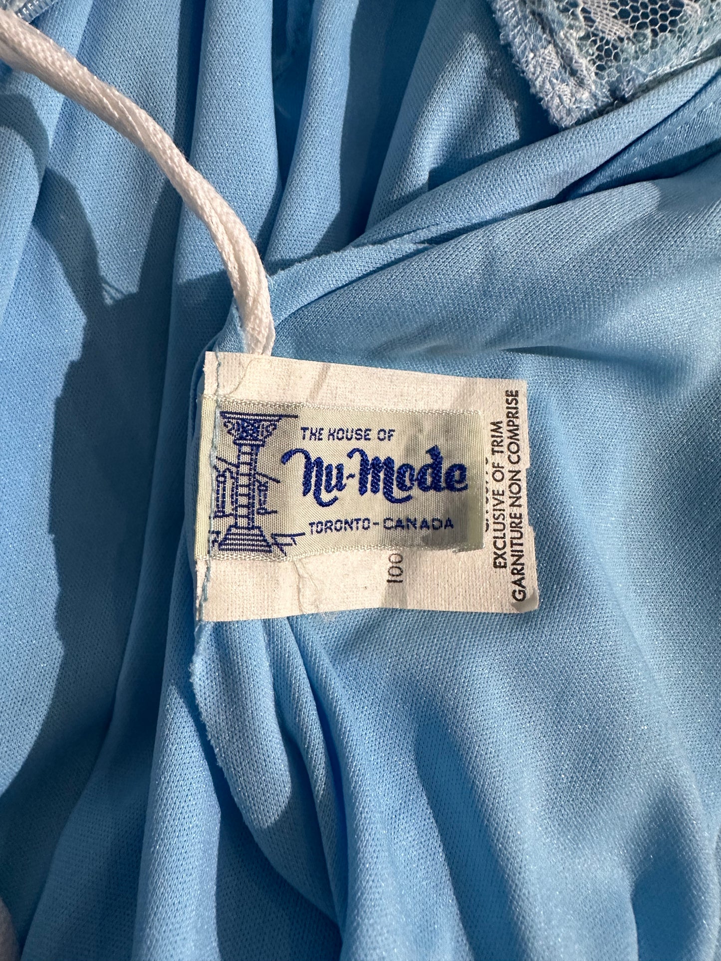 70s 'Nu Mode' Blue Lacey Peasant Dress / Small