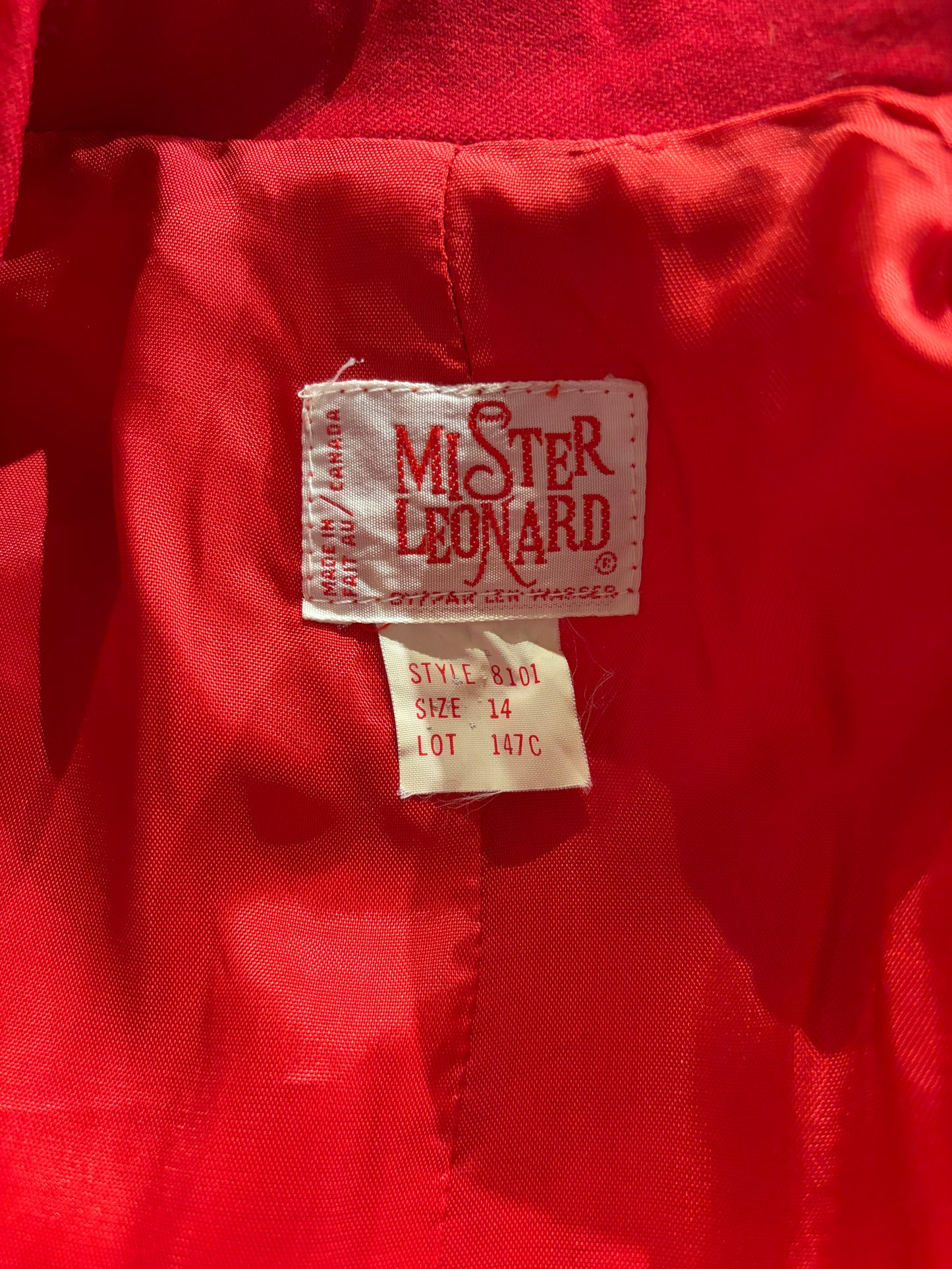 70s 'Mister Leonard' Red Wool Blazer Jacket / Large