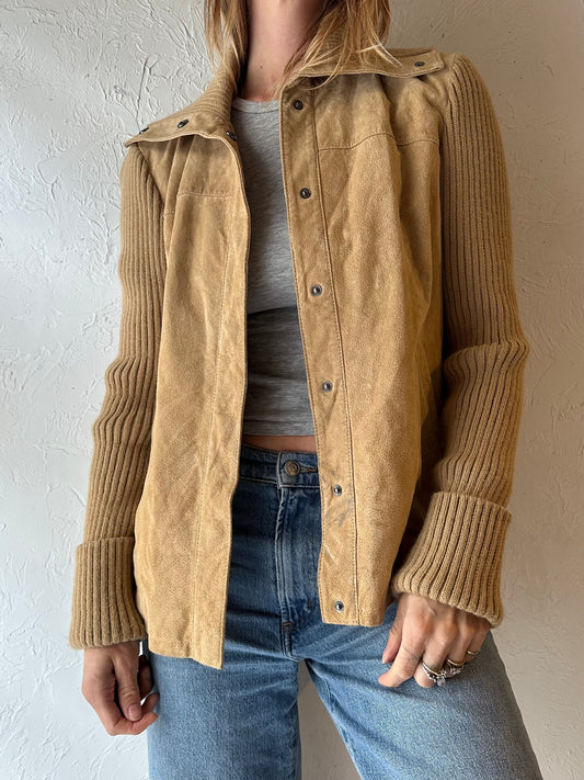 90s ‘BUM’ Beige Knit Jacket / Medium