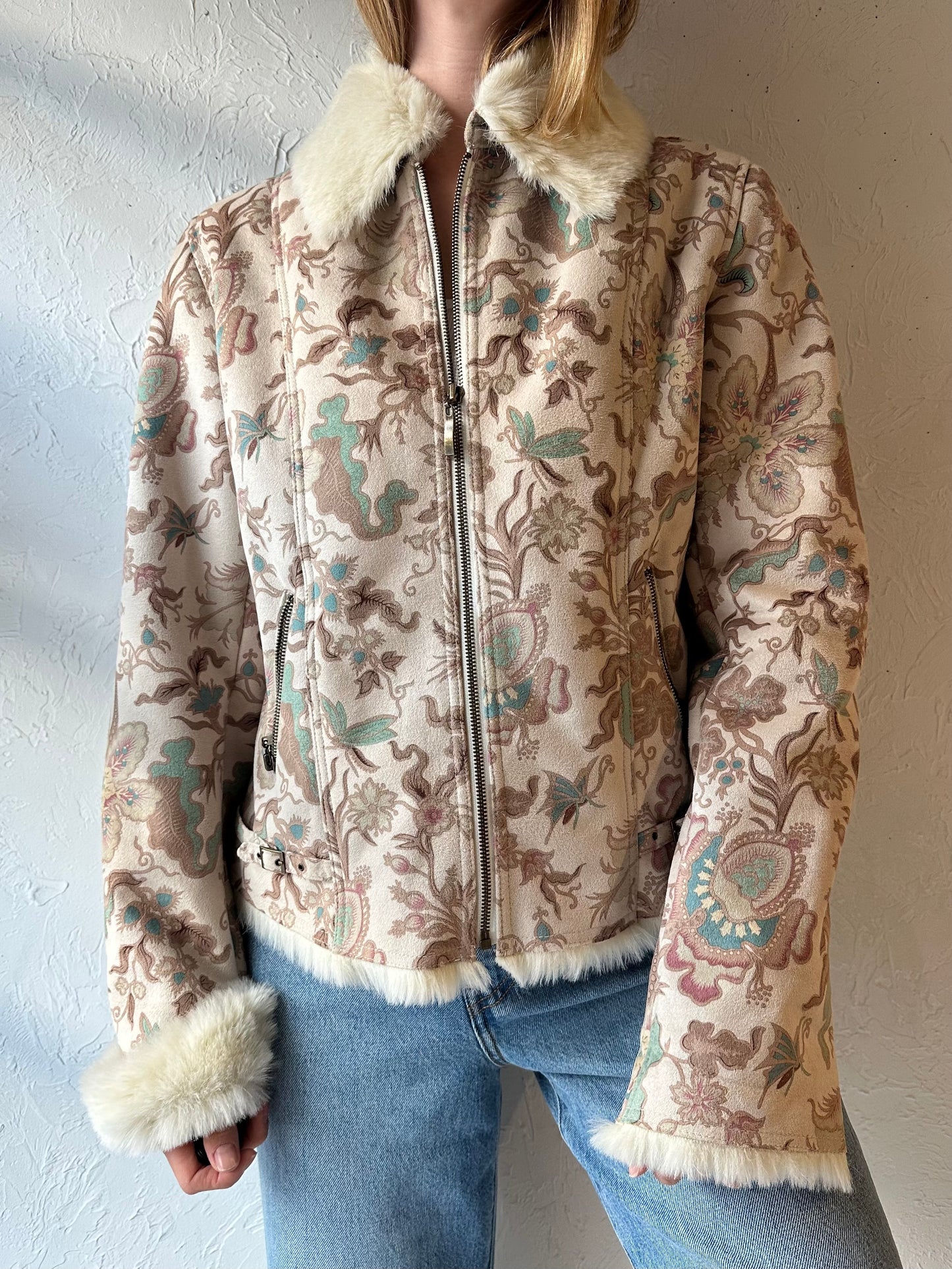 90s ‘DB Sport’ Beige Faux Suede Jacket / Medium