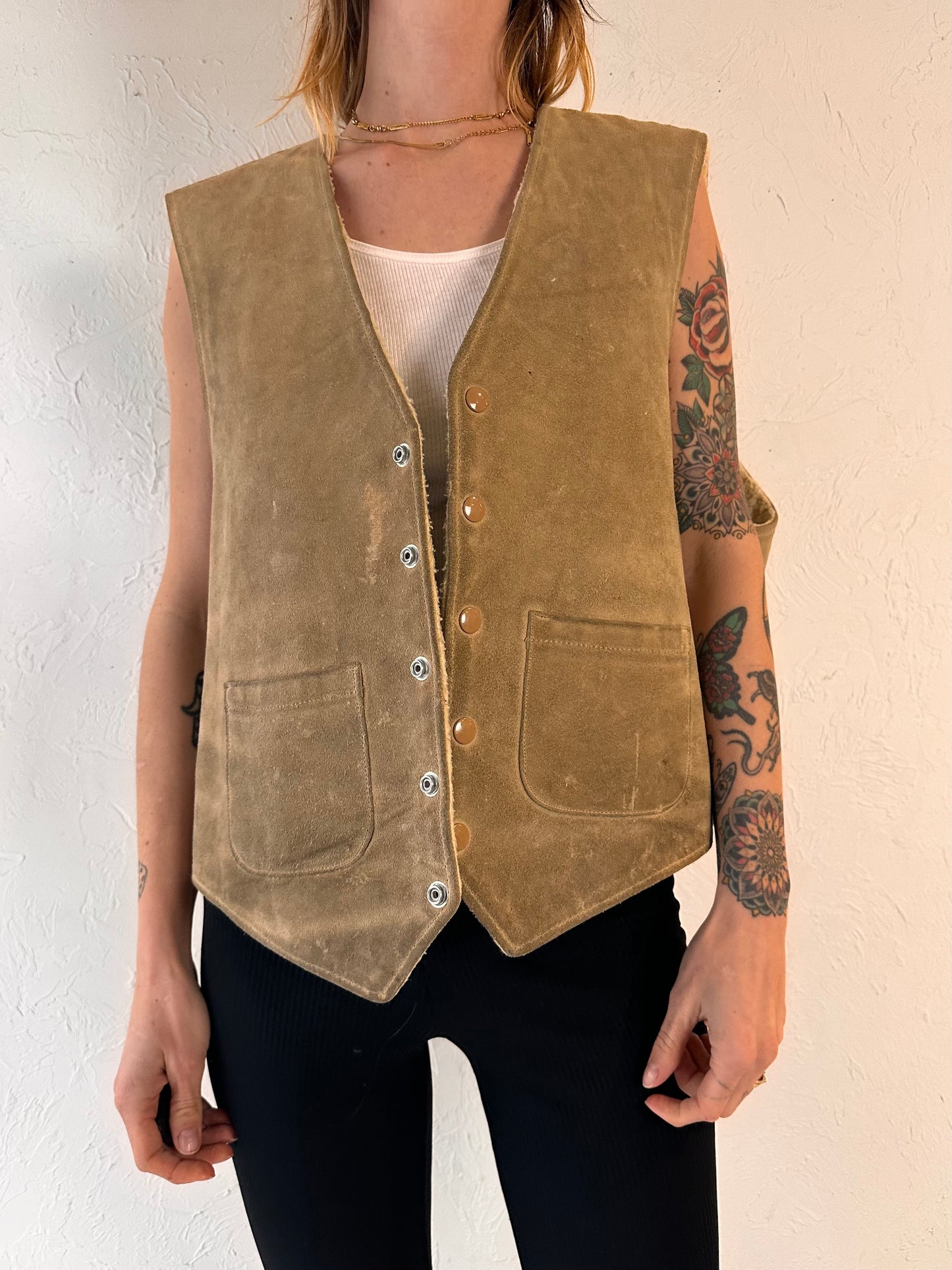 80s 'JFS' Suede Vest / XL