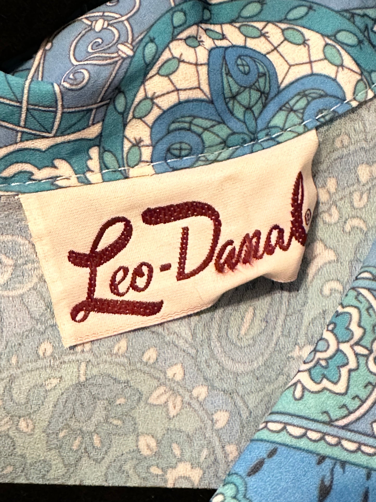 80s 'Leo Damal' Blue Paisley Midi Dress / Small