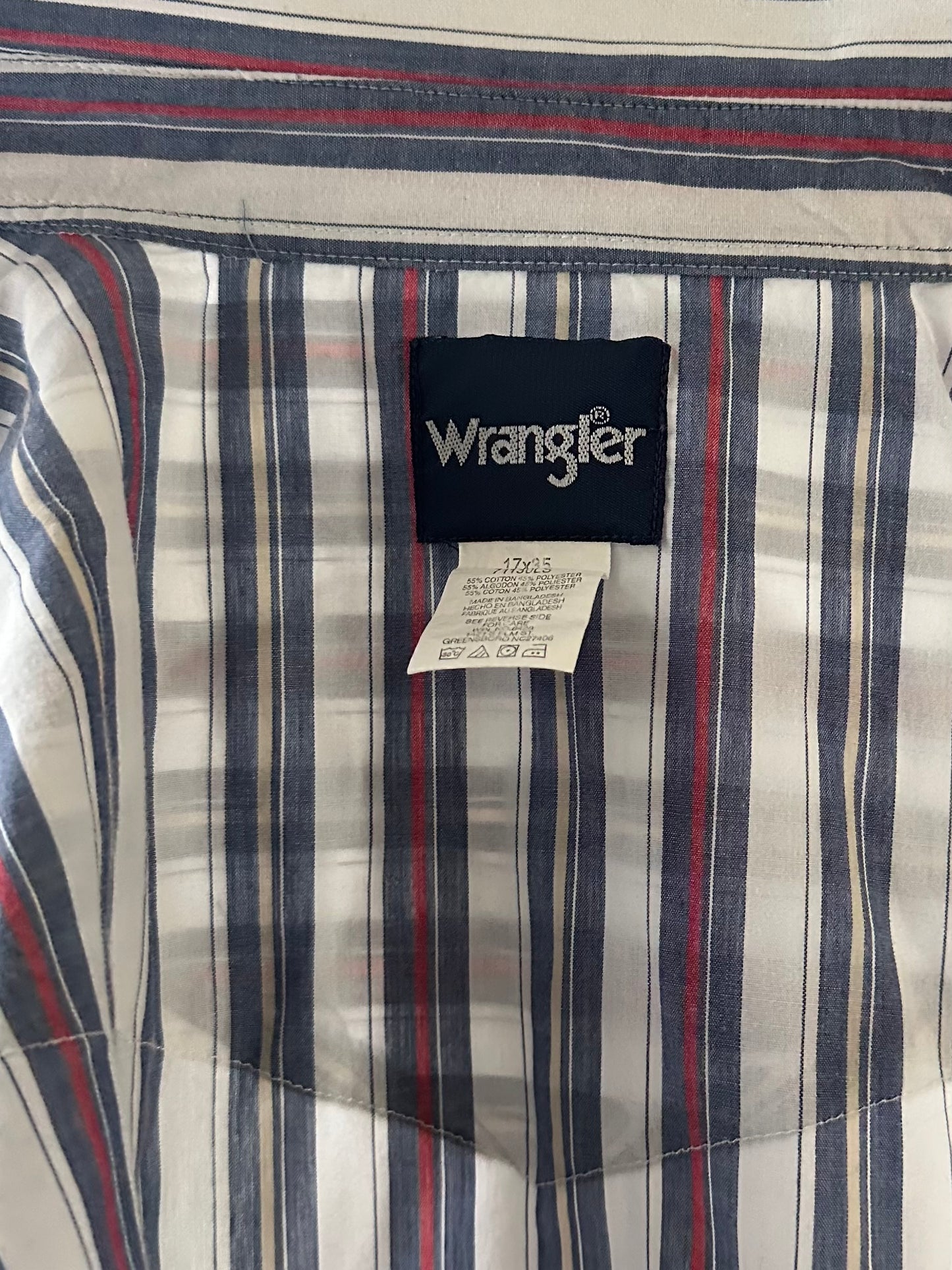 Y2k 'Wrangler' Striped Pearl Snap Shirt / Large