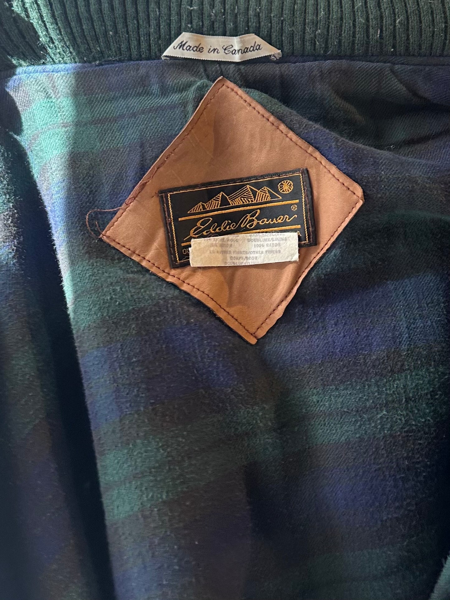 80s 'Eddie Bauer' Green Wool Bomber Jacket / Large