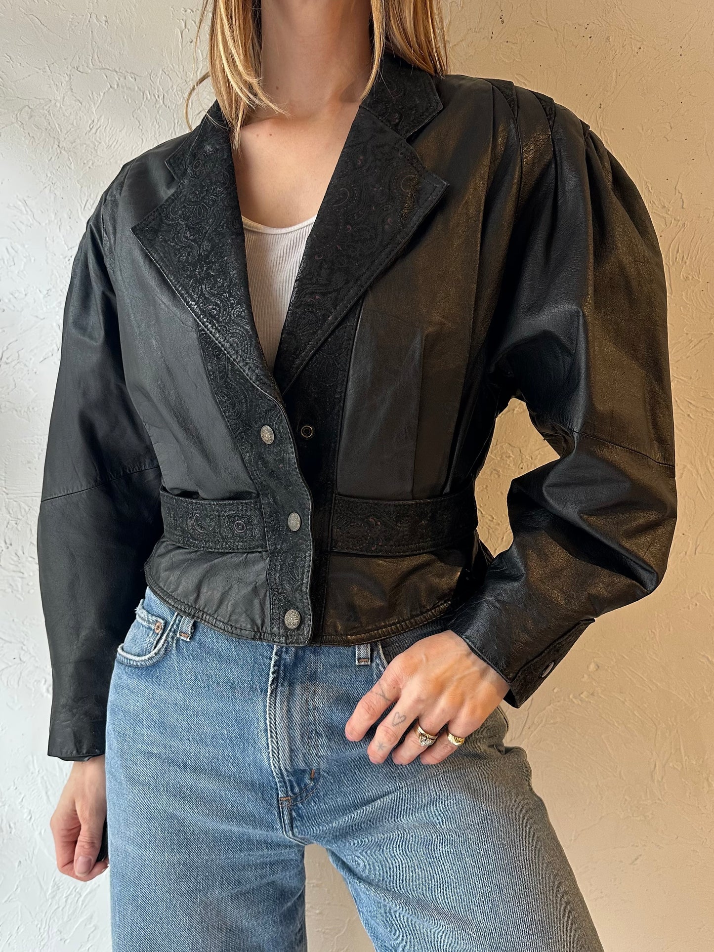 80s ‘G3’ Leather Cropped Jacket / Small