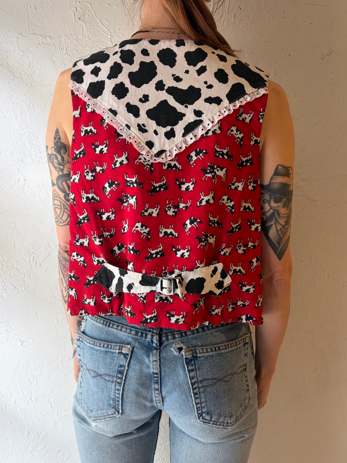 Vintage Handmade Cow Vest / Medium
