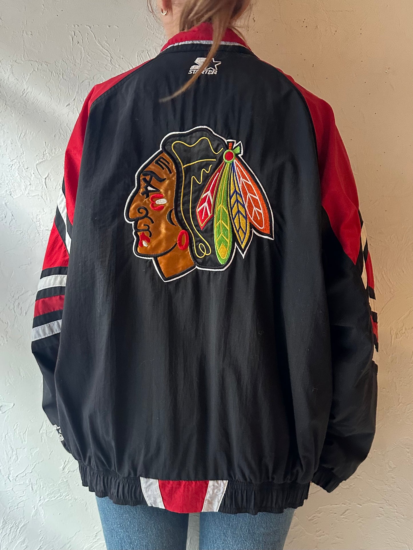 90s 'Chicago Blackhawks' Starter Jacket / Large