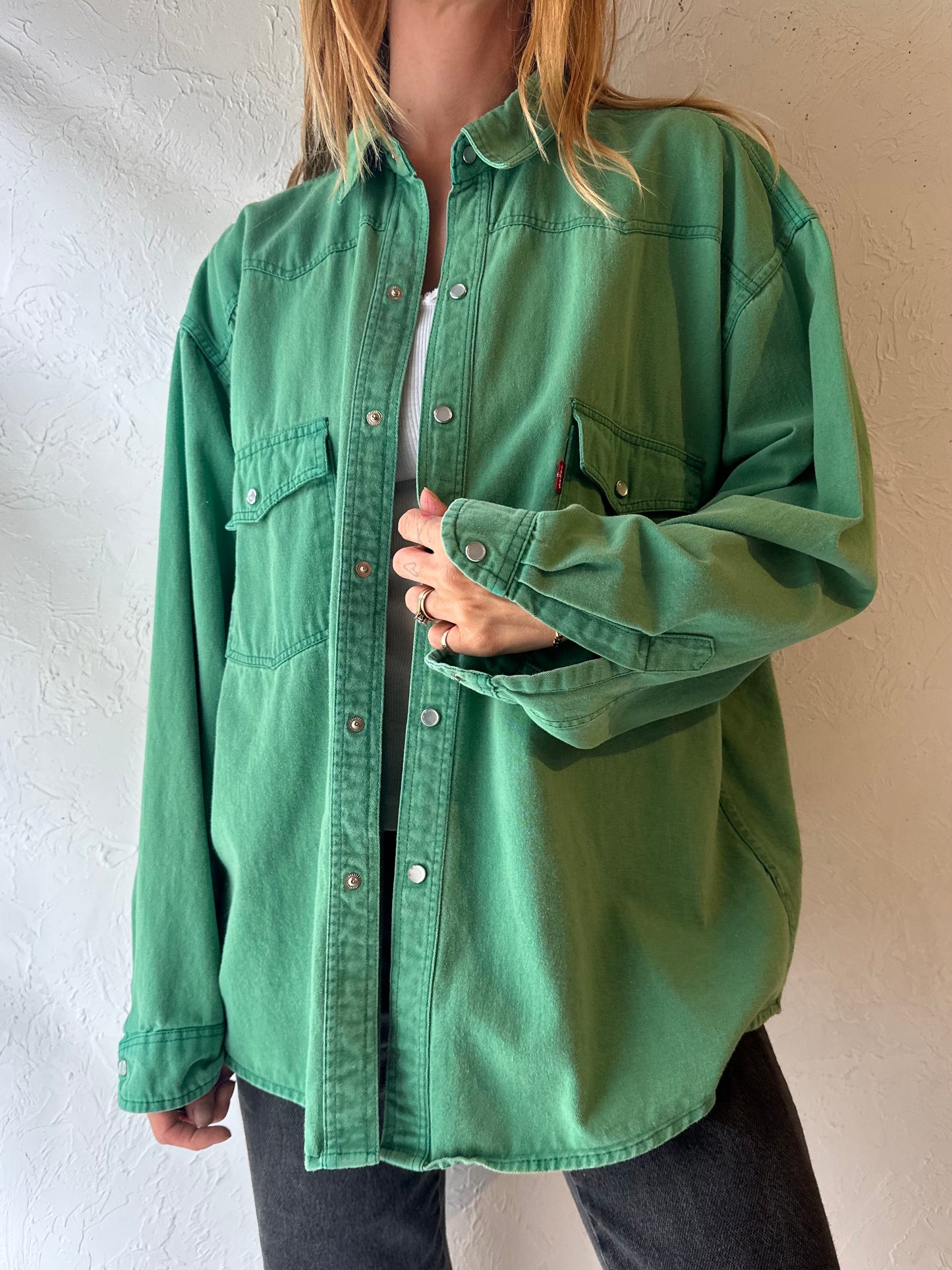 90s 'Levi's' Green Button-Up Western-Style Shirt / X-Large