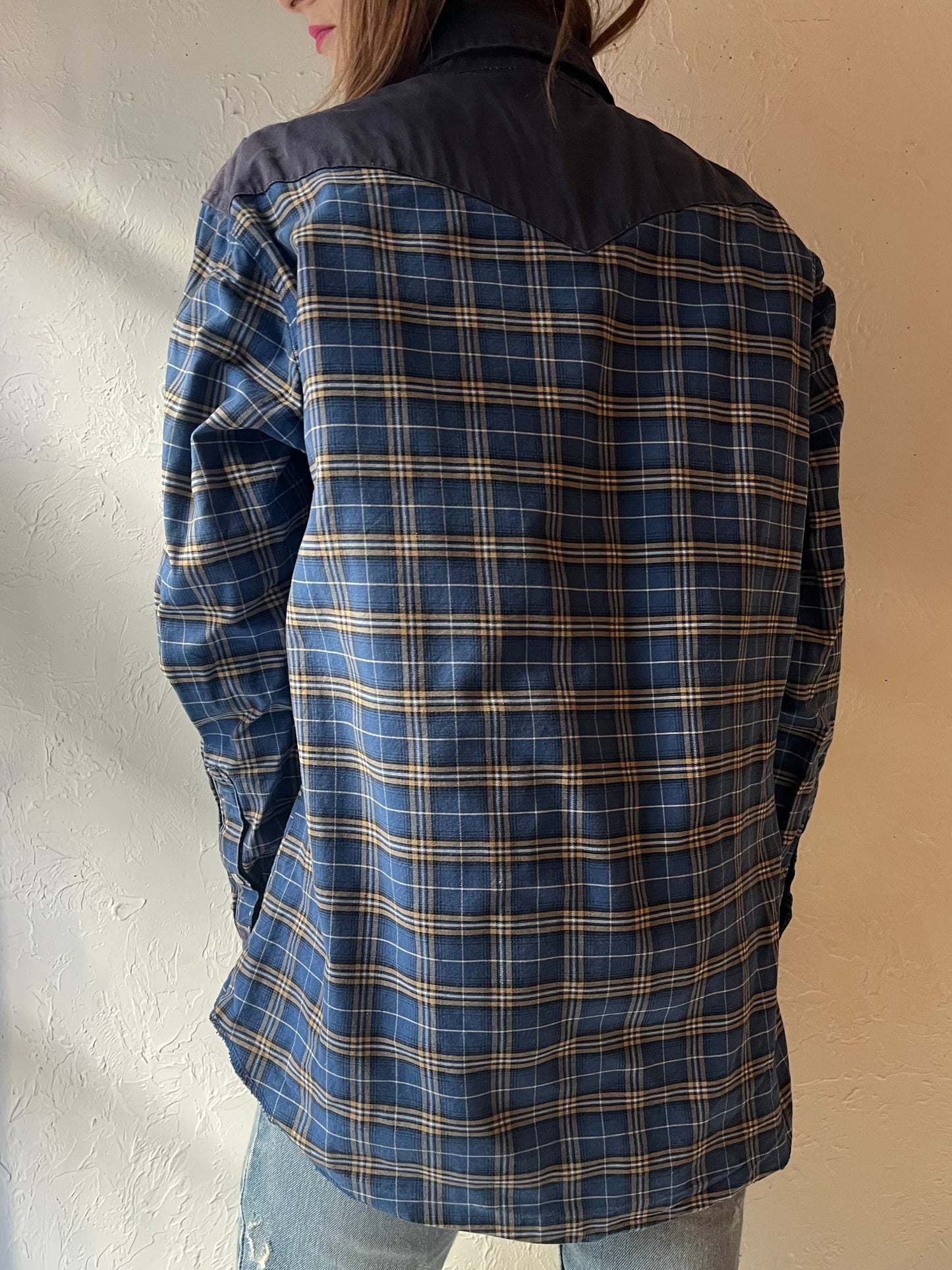 Vintage ‘Wrangler’ Starched Western Cotton Snap up Shirt / Large