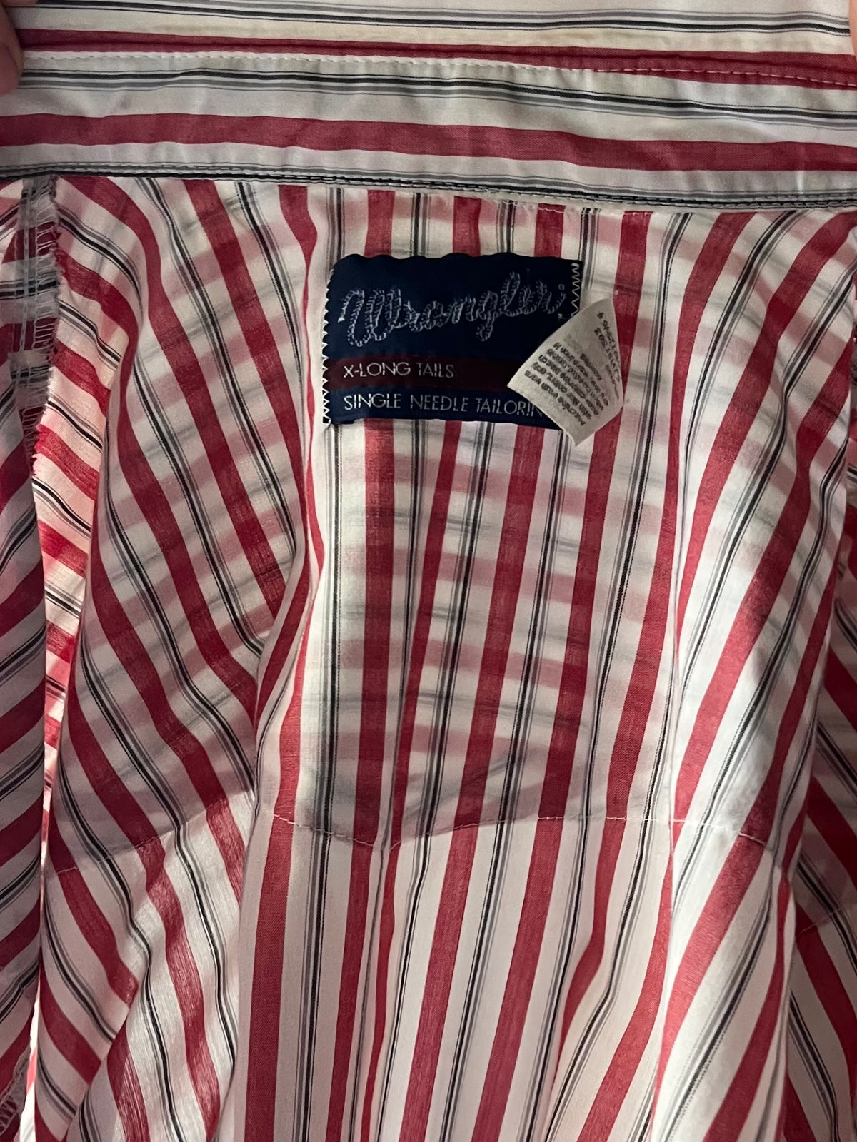 Y2k 'Wrangler' Red Striped Western Cowboy Workwear Snap Up Shirt / Large