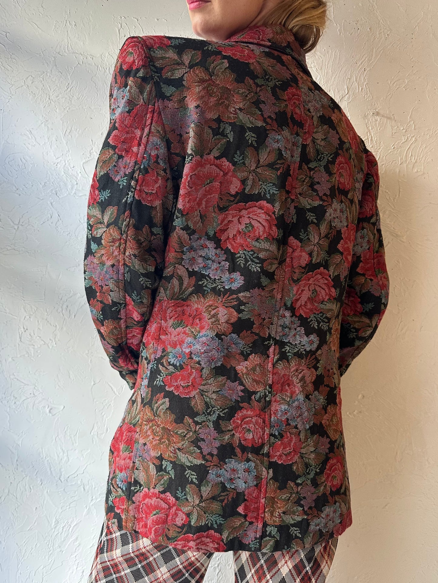90s 'Liz Wear' Floral Blazer Jacket / Large