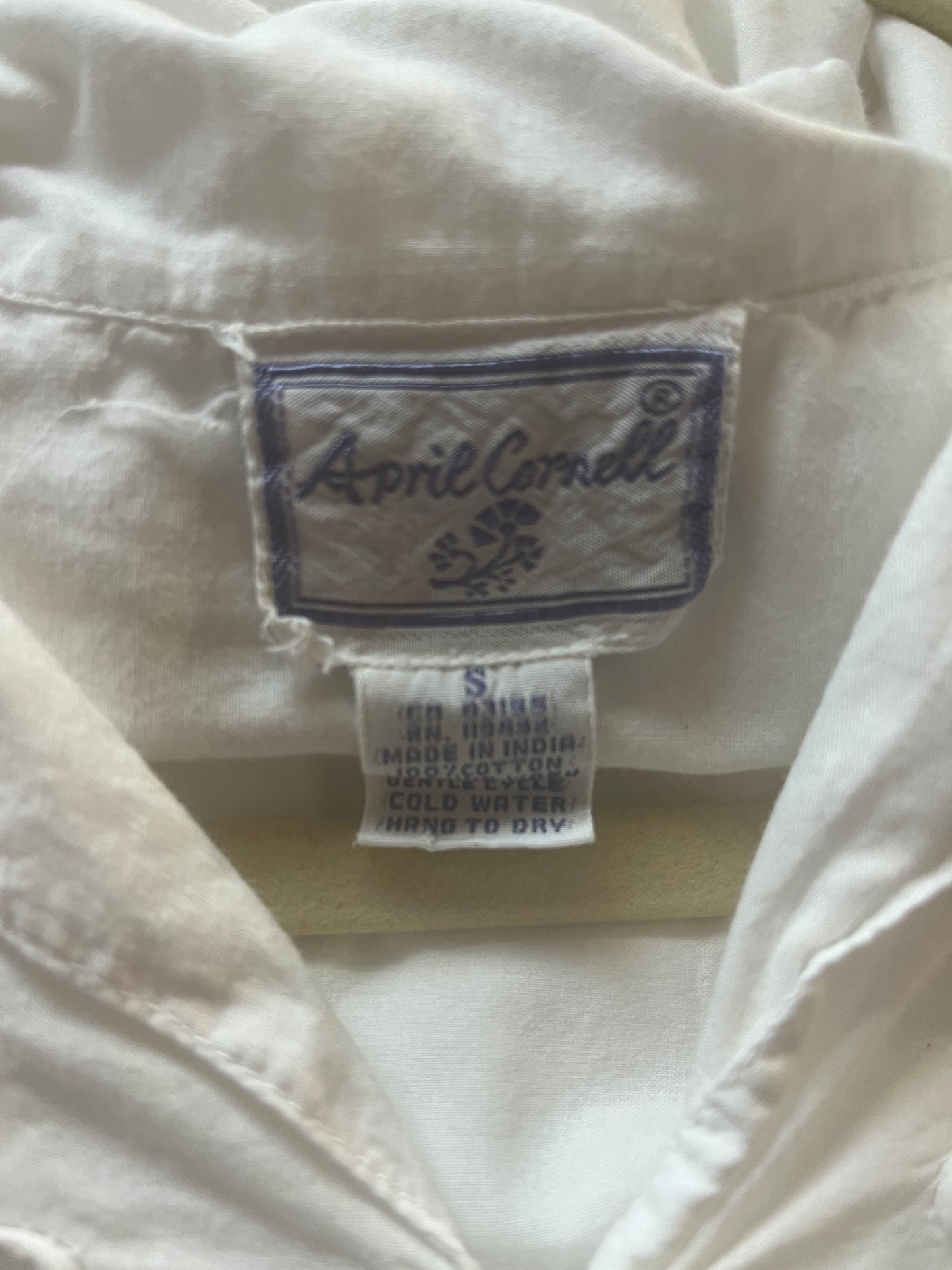90s 'April Cornell' White Cotton Oversized Maxi Dress / Small
