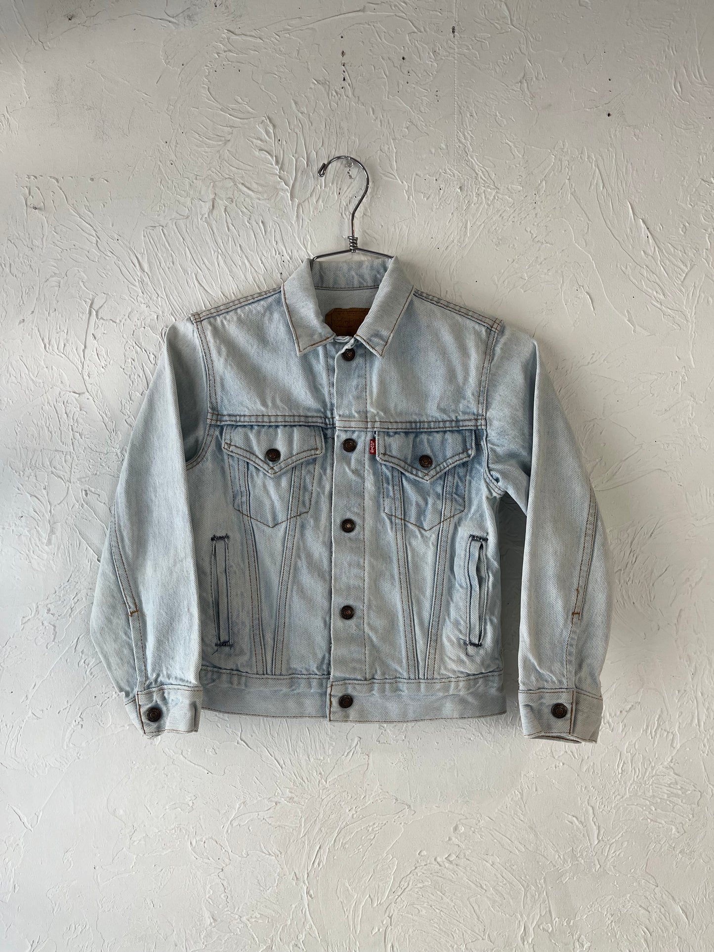 Vintage 'Levis' Kids Light Wash Snap Up Denim Jacket / 12