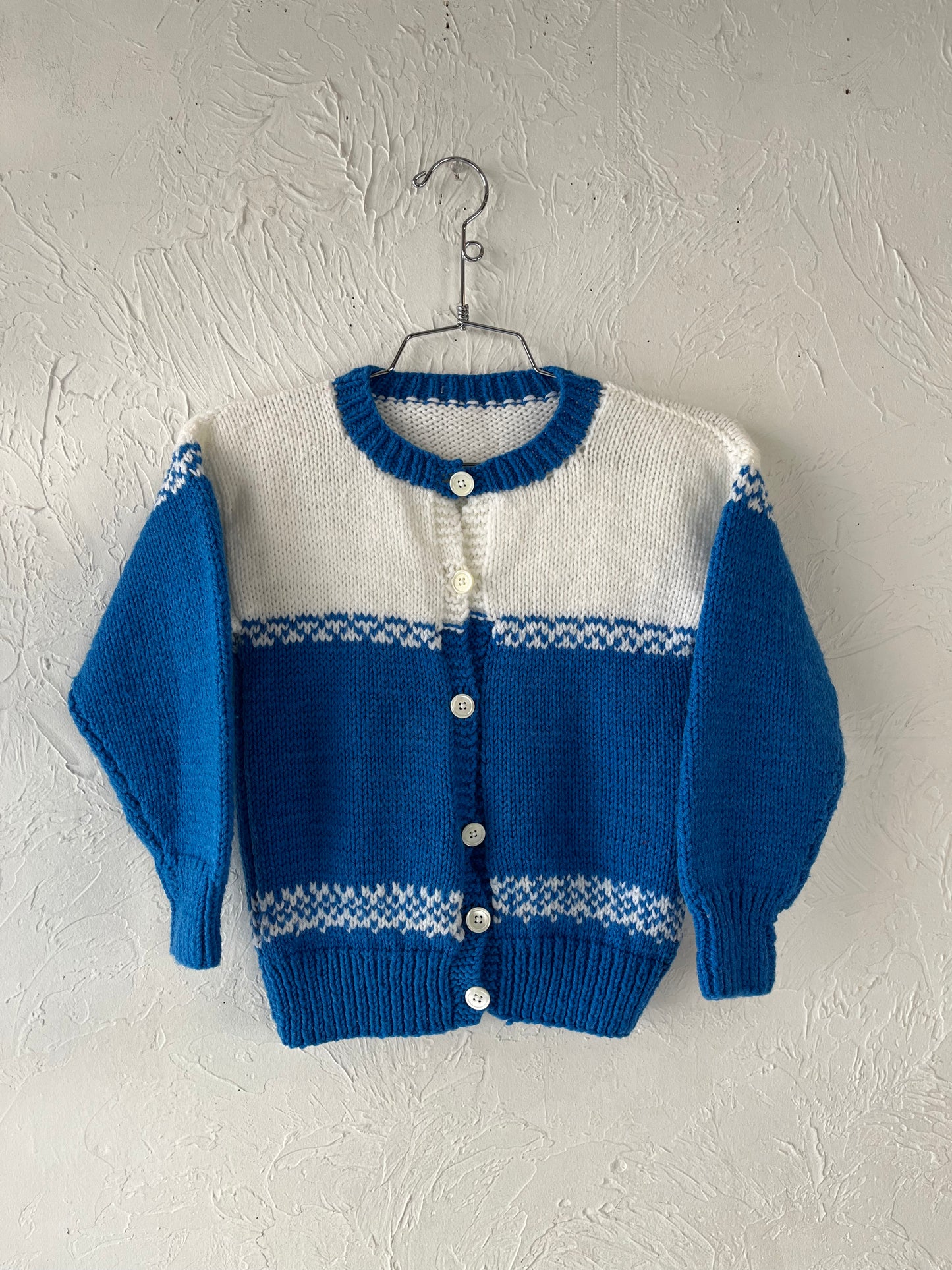 Vintage Kids Knit Snowman Cardigan Sweater / 10
