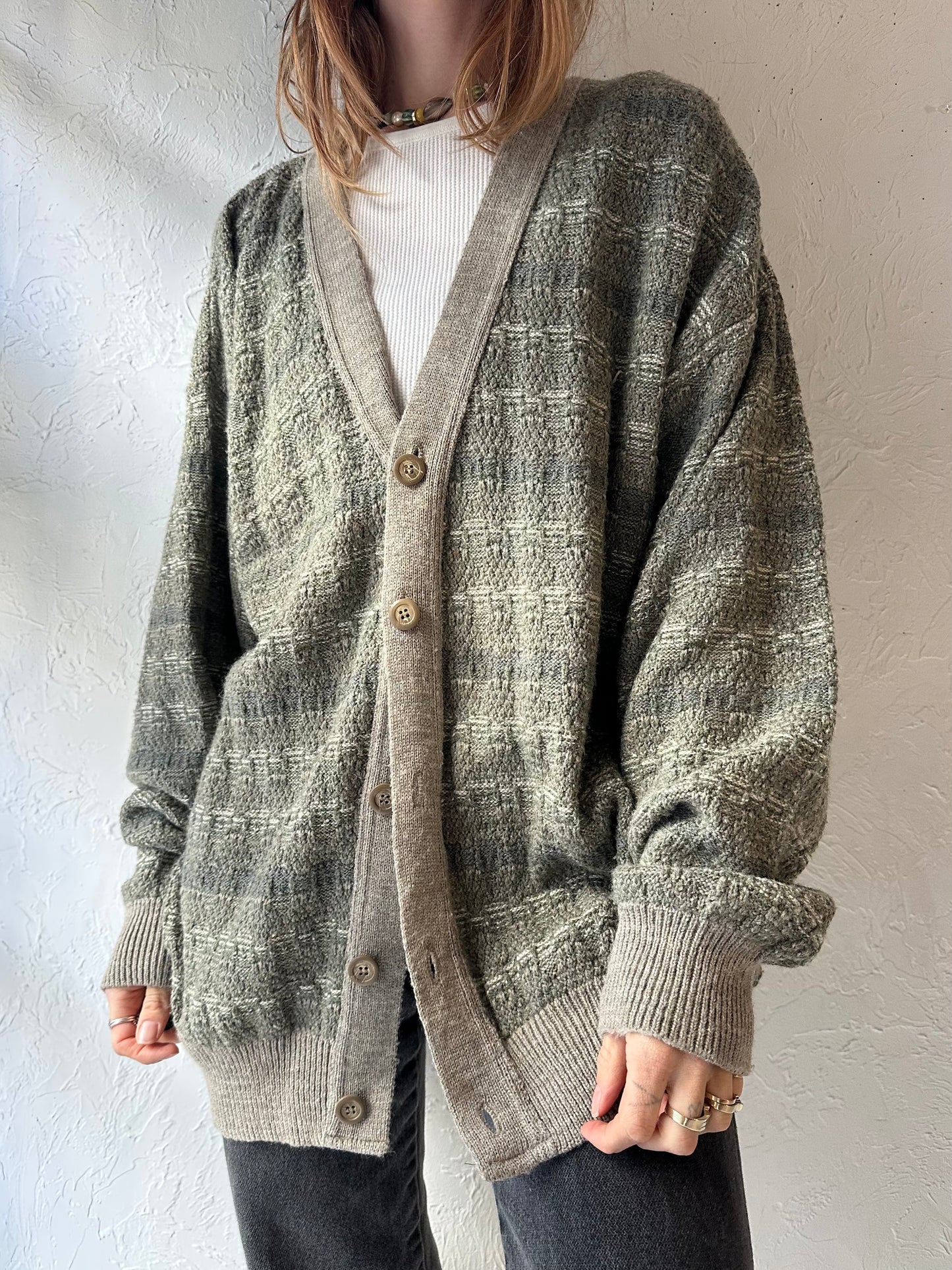 90s 'Jantzen' Knit Grandpa Cardigan Sweater / XL