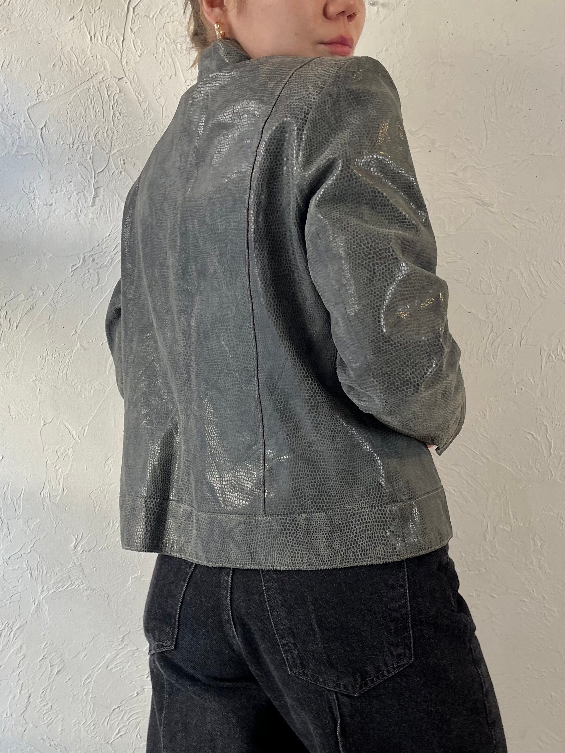 Y2K ‘Alfani’ Gray Leather Jacket / Small