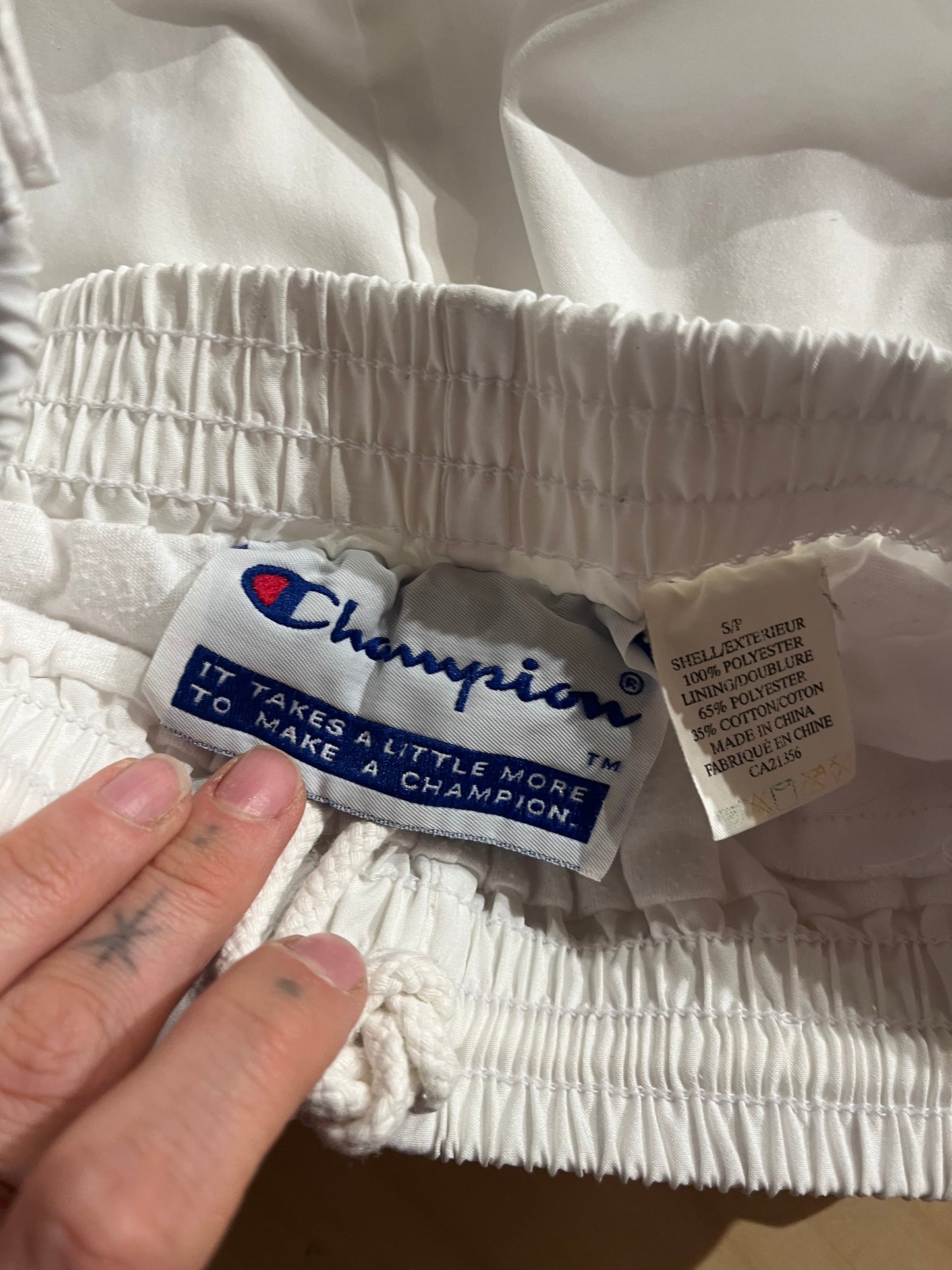 90s ‘Champion Grizzlies’ White Tear Away Track Pants / Small