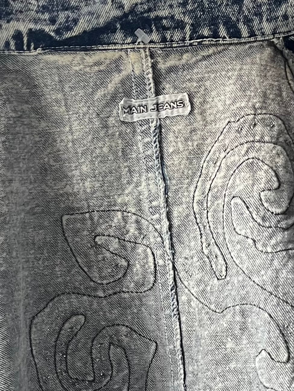 80s 'Main Jeans' Acid Wash Bejewelled Jacket / Large