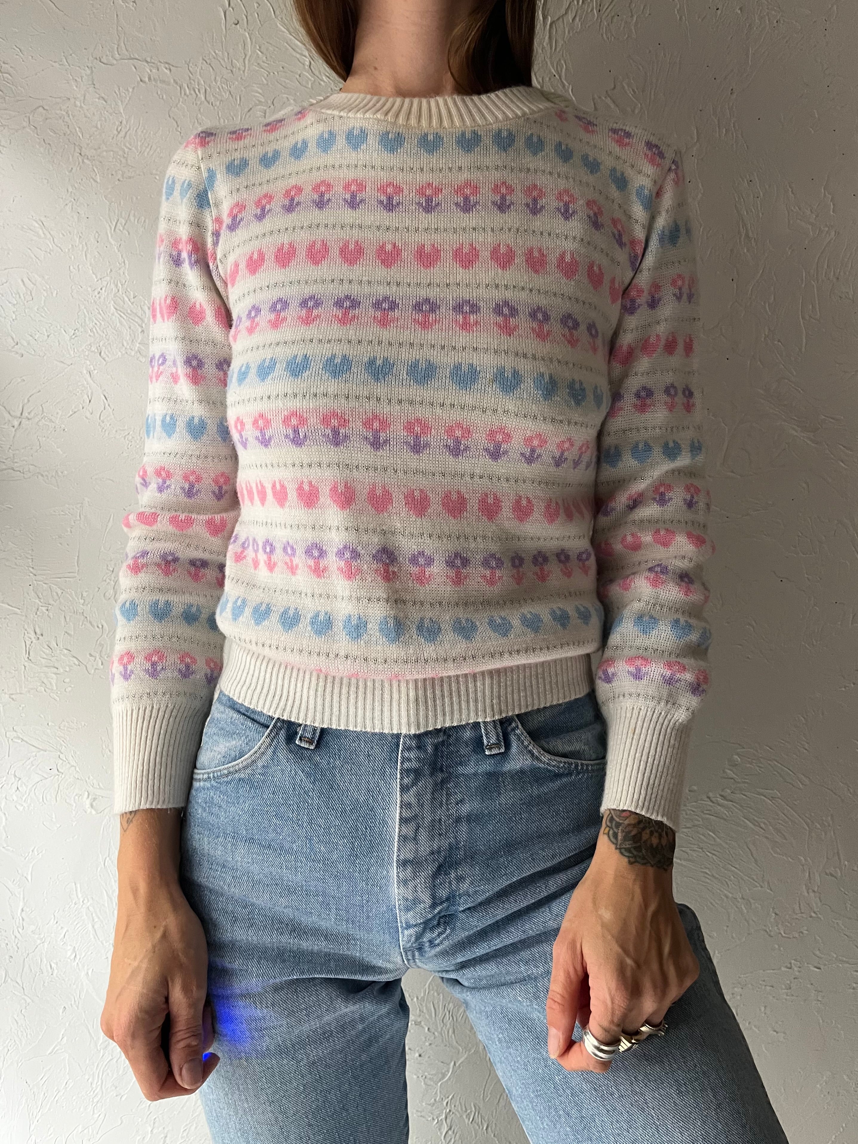 80s 'Knitwaves' Arcylic Heart Sweater / Small – Wildhoneygoods
