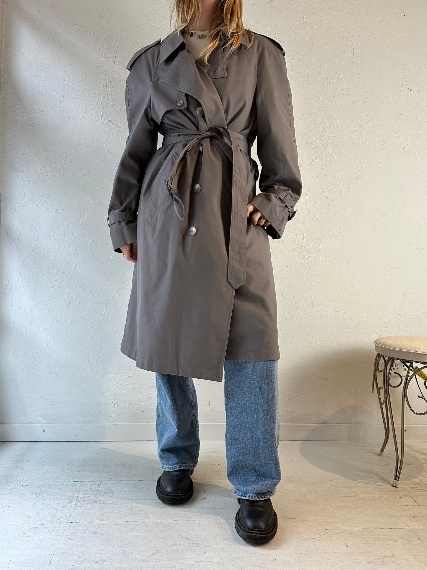 80s ‘Sears’ Gray Trench Coat / Large