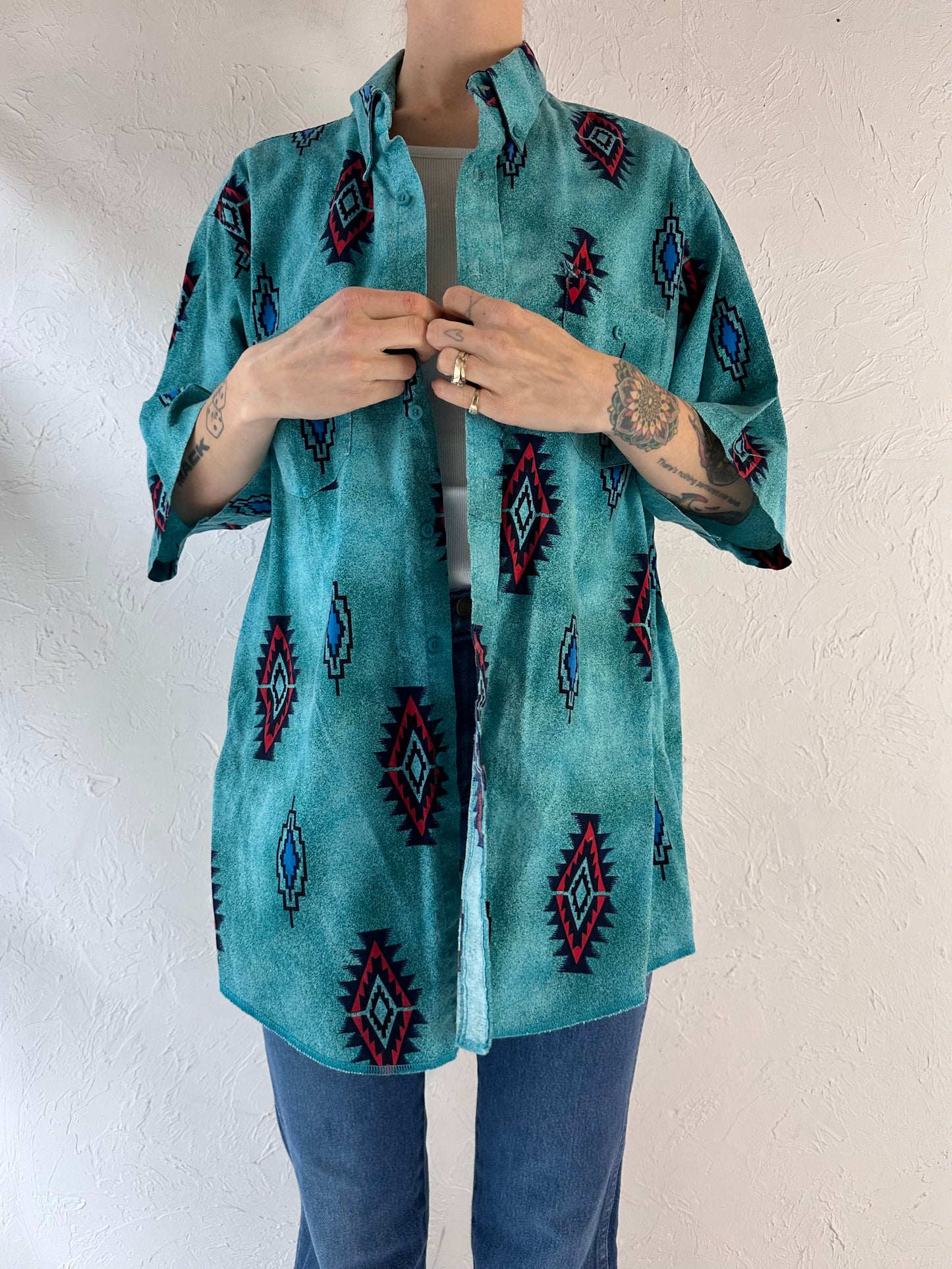90s 'Wrangler' Western Button Up Shirt / Large