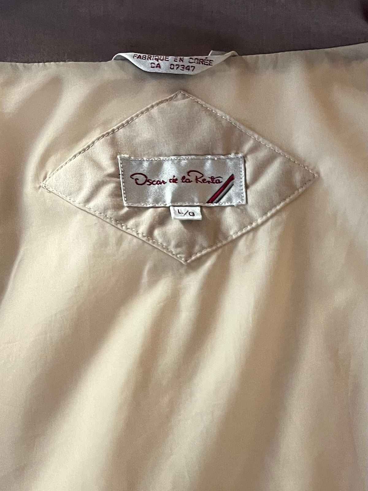 90s 'Oscar de la Renta' Beige Brown Color Block Minimalist Lightweight Windbreaker Jacket / Large