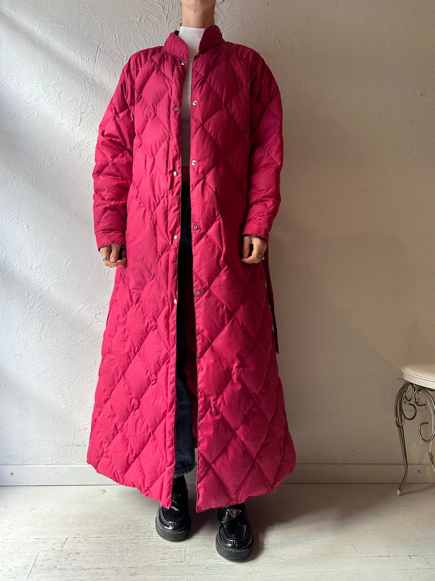 90s 'Hobo' Pink Quilted Coat / Medium