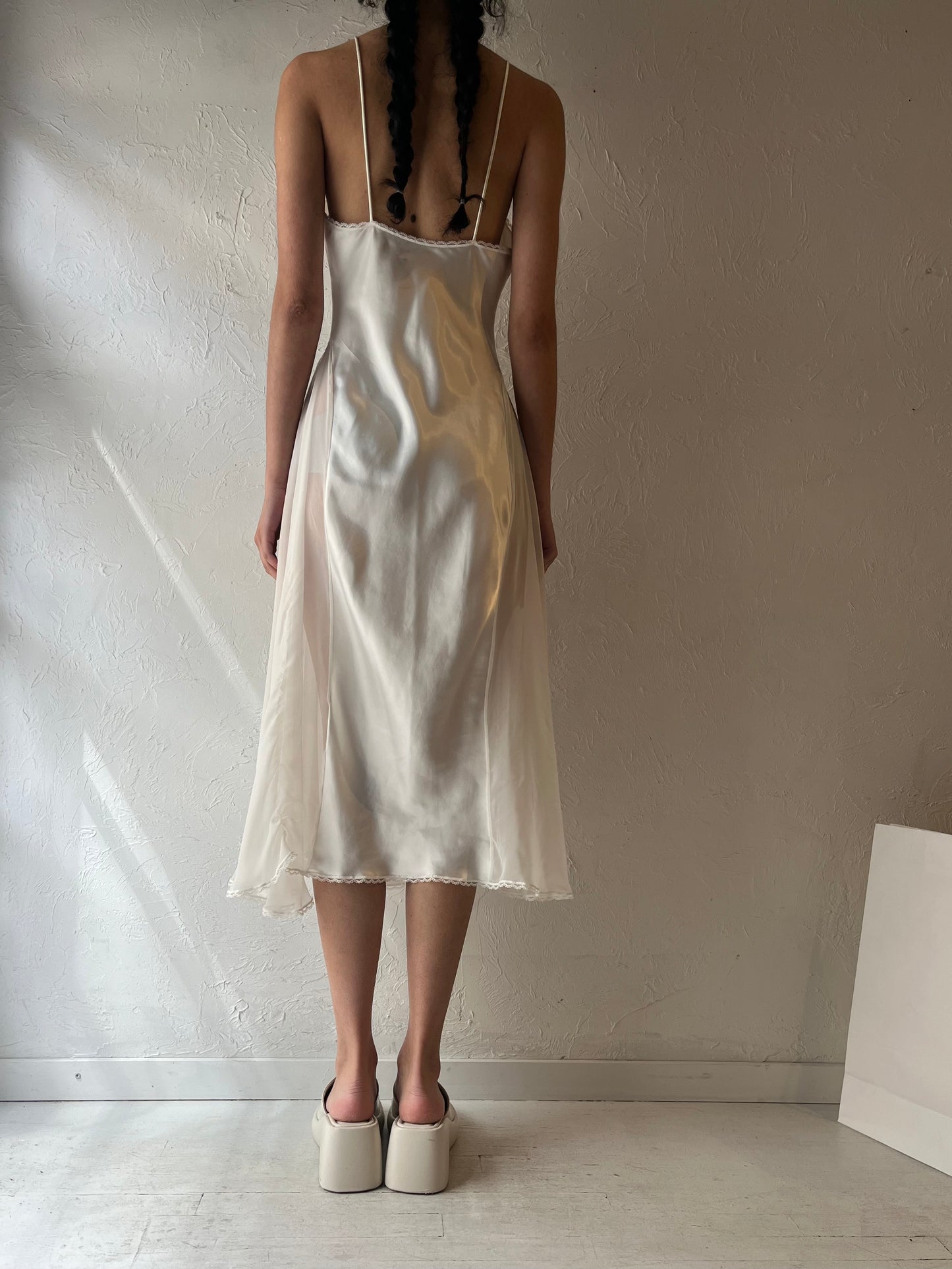70s ‘Deena’ White Slip Dress / Small