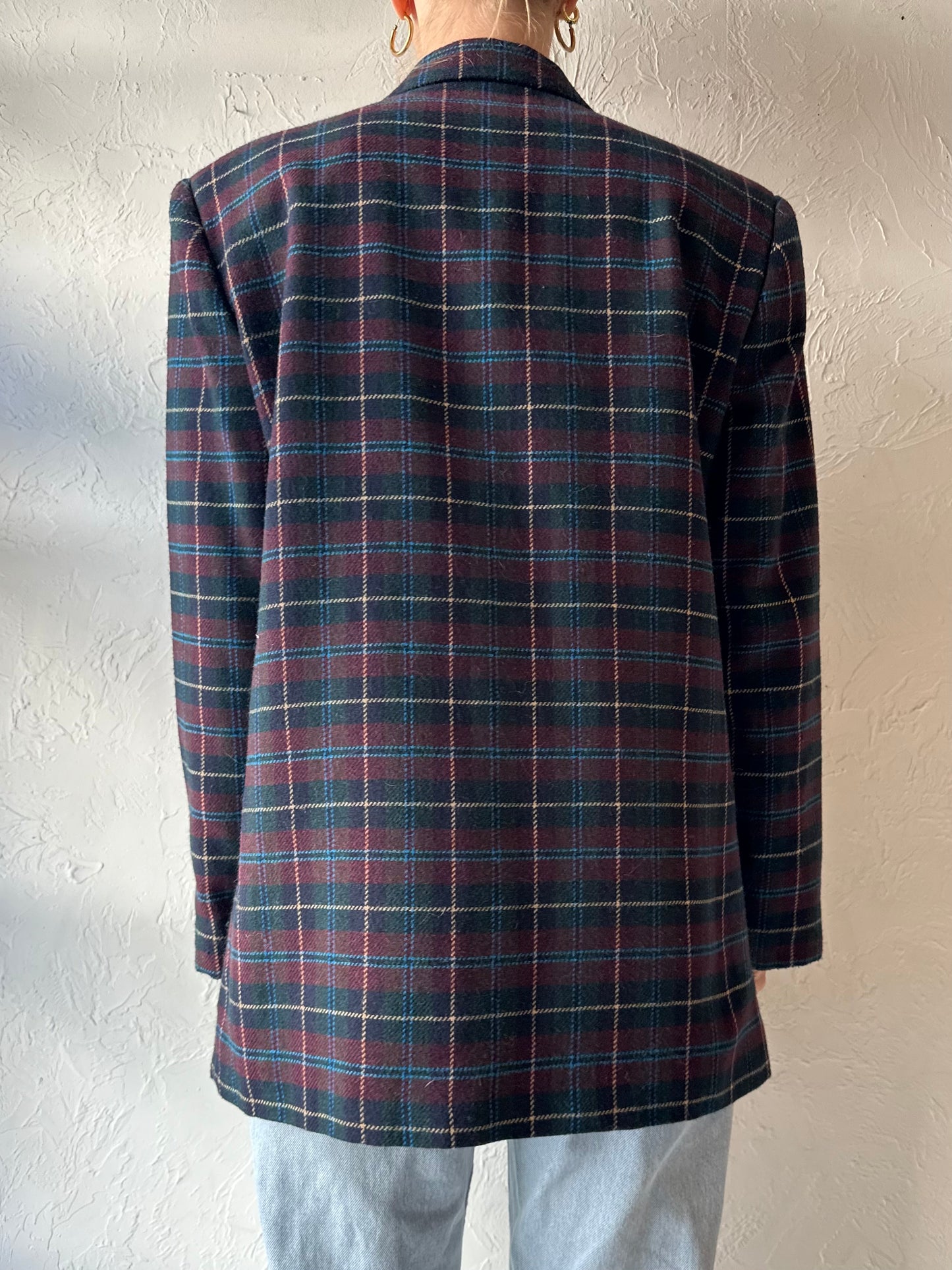 Y2k 'Sag Harbor' Plaid Blazer Jacket / Medium
