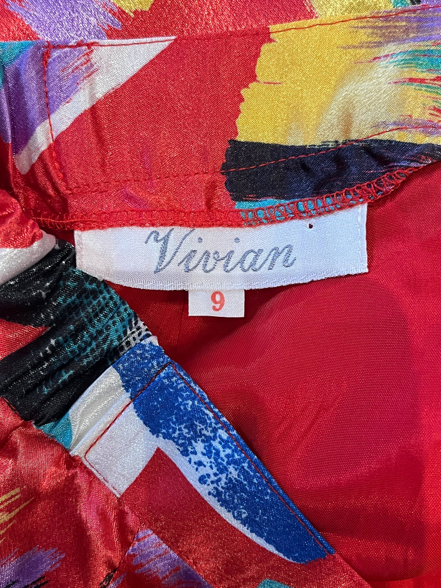 80s ‘Vivian’ Red Patterned High Waisted Midi Skirt / Small