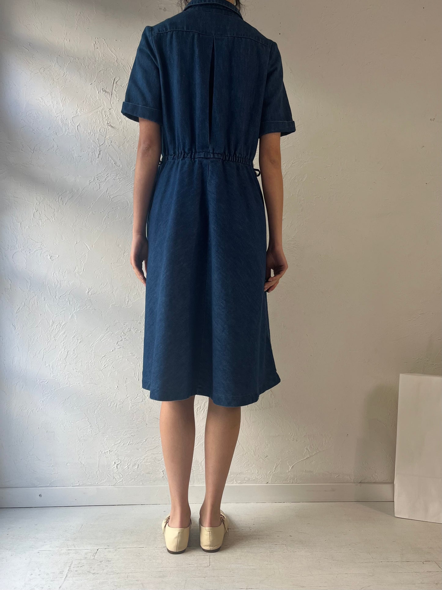 70s ‘Imagine Me’ Collared Denim Dress / Large