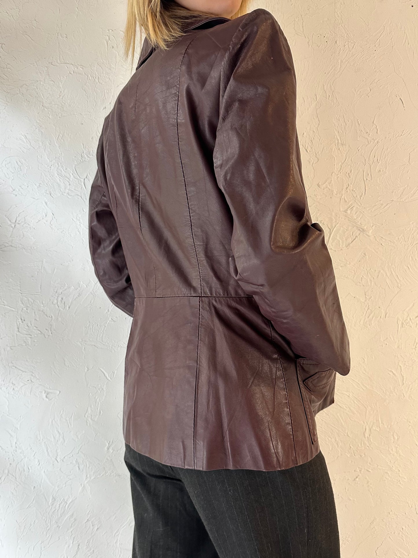 70s 'Genuine Leather' Brown Leather Jacket / Large