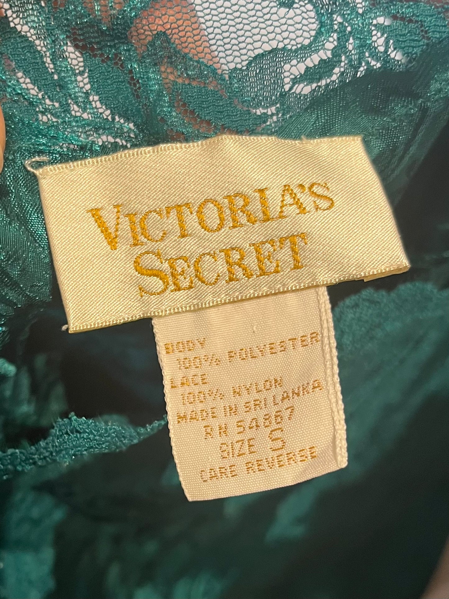 90s ‘Victoria's Secret’ Green Mini Lingerie Slip Dress / Small