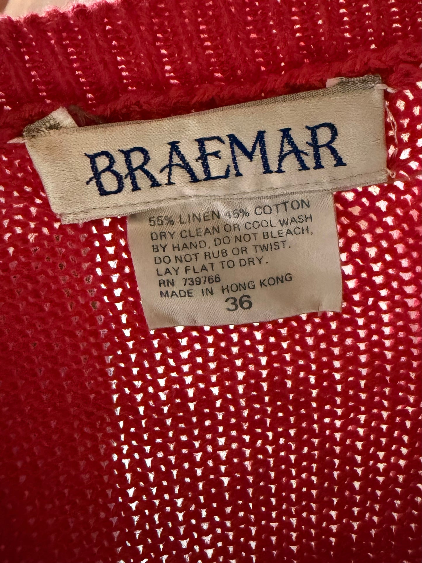 90s ‘Braemar’ Red Nautical Knit T-Shirt / Medium