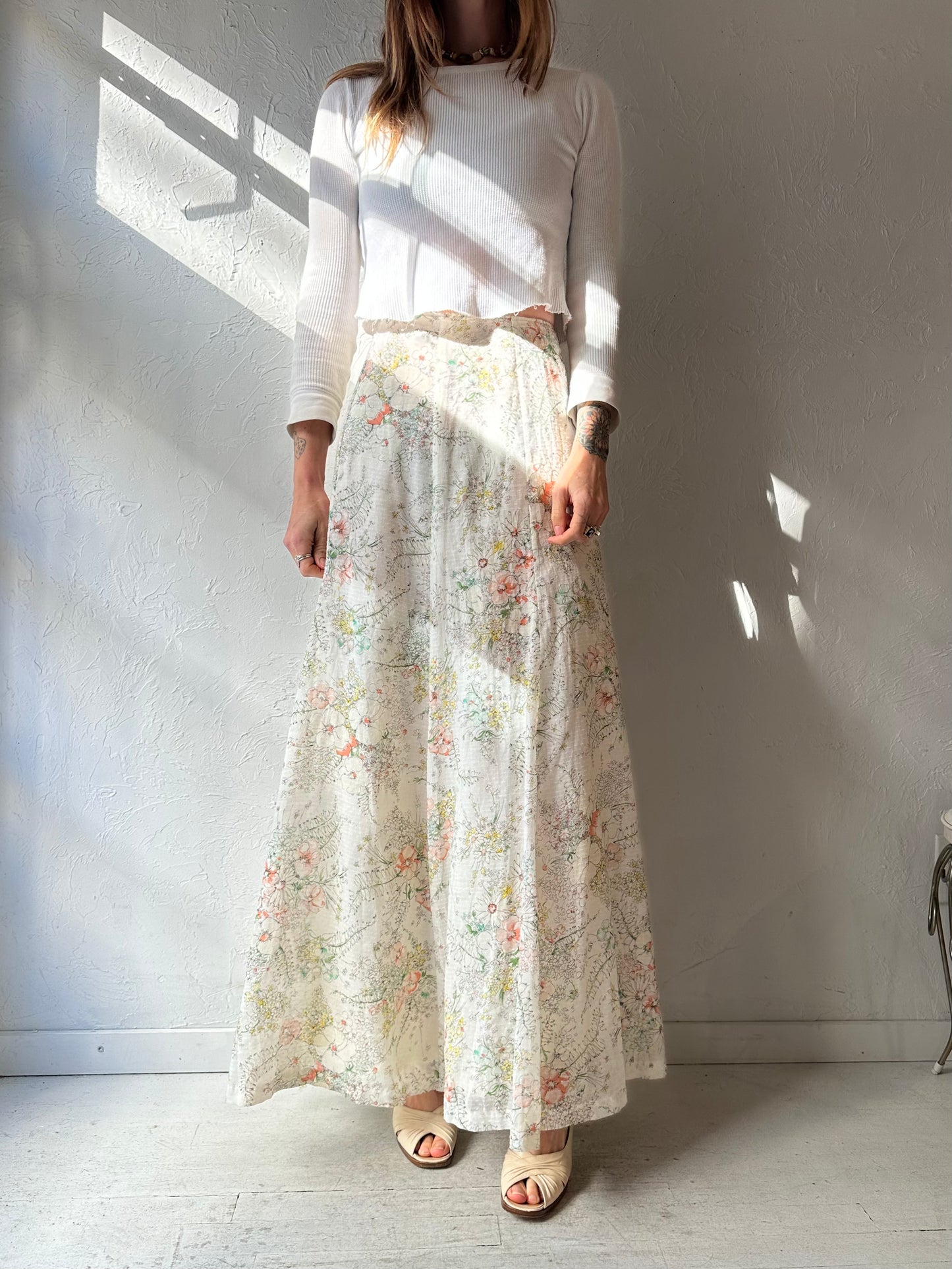 70s 'Koret of California' Floral Maxi Skirt / XS