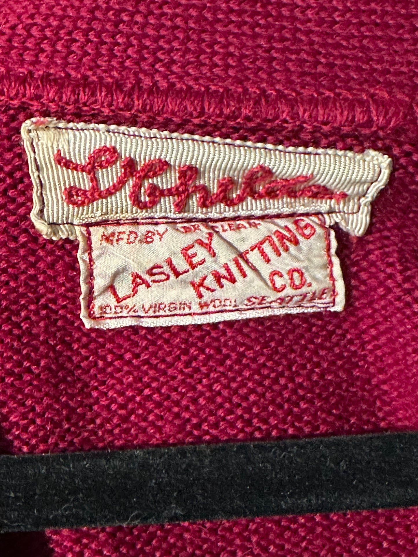 70s Virgin Wool Varsity Cardigan Sweater / Small