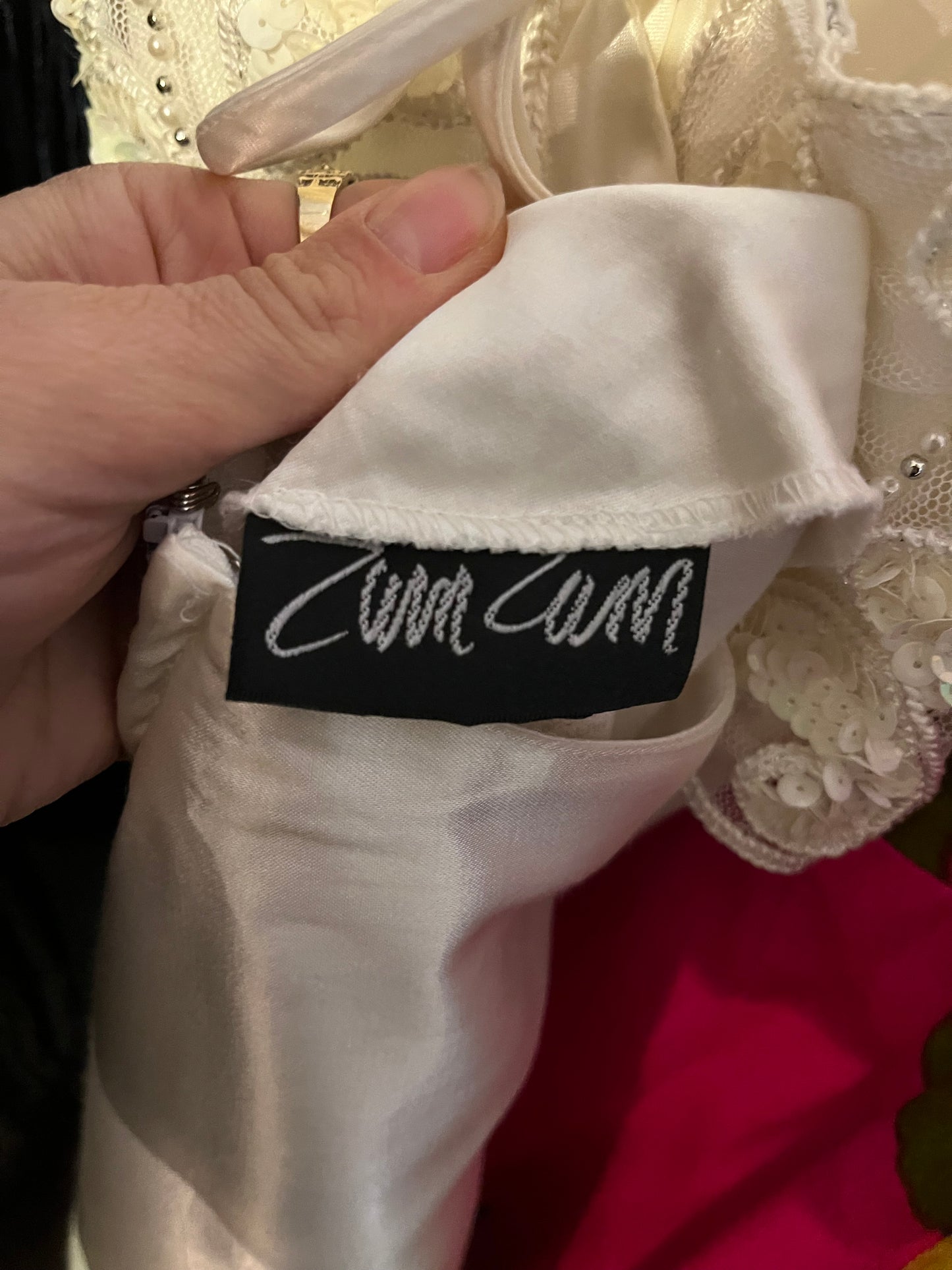 90s 'Zum Zum' Formal White Maxi Dress / Small / Medium