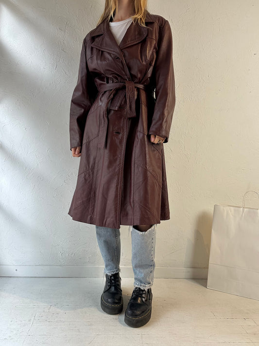 70s ‘Dan Di Modes’ Burgundy Leather Coat / Medium - Large