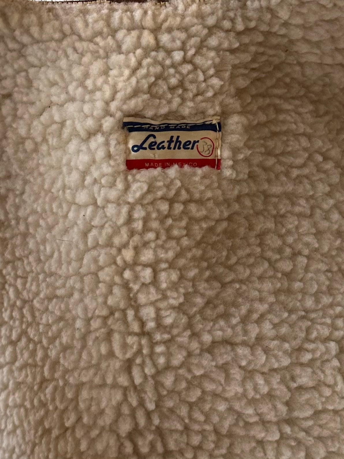 70s Beige Suede Leather Shearling Lined Vest / Medium