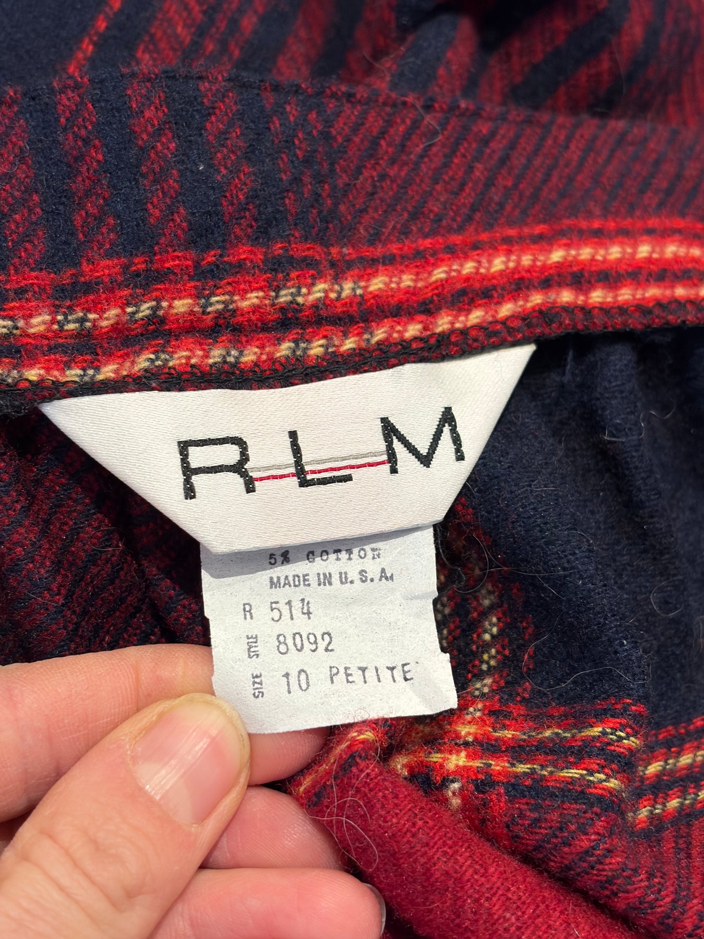 90s 'RLM' Plaid Midi Skirt / Small