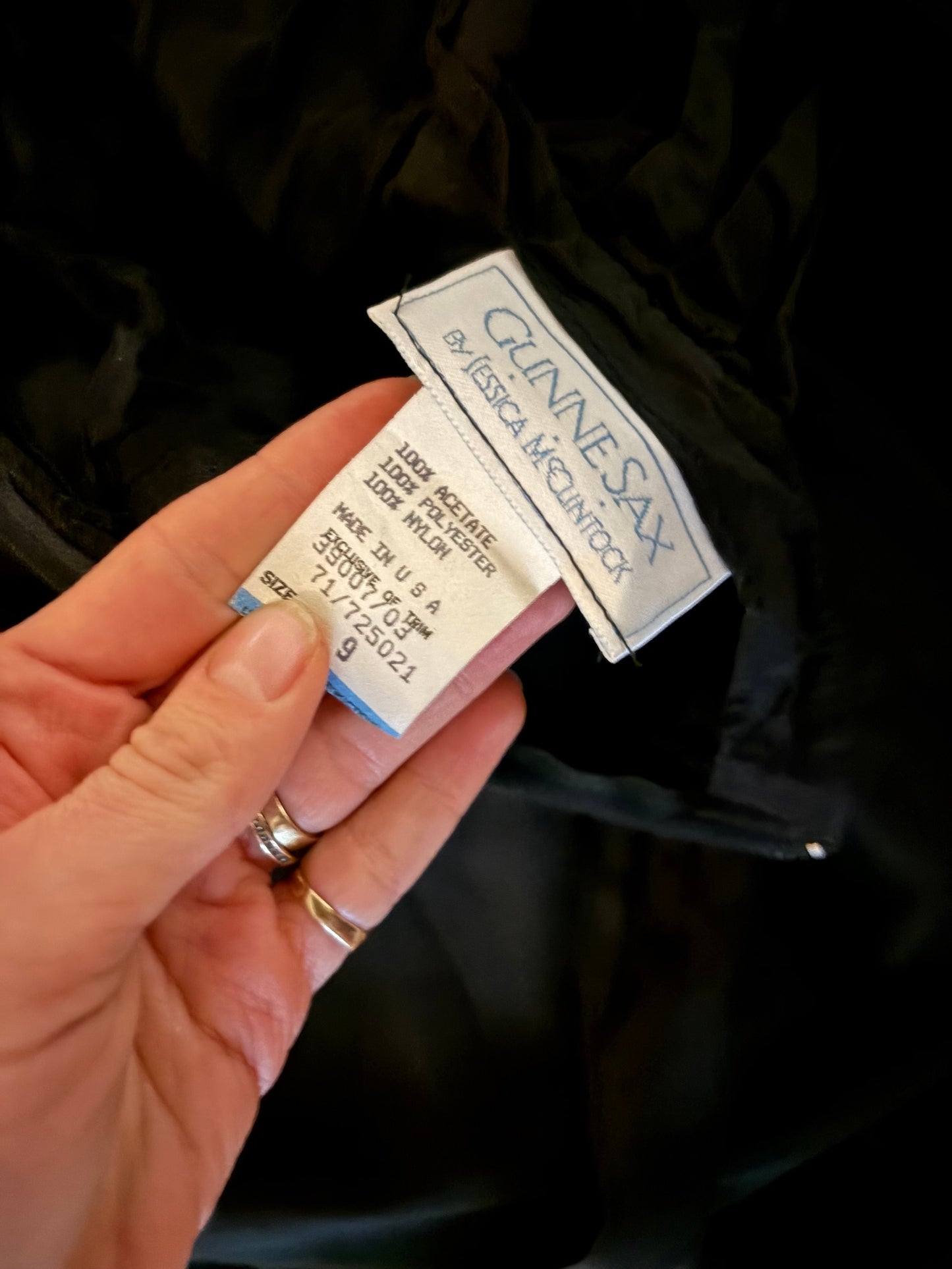 80s 'Gunne Sax' Black Sequin Formal Gown / Small