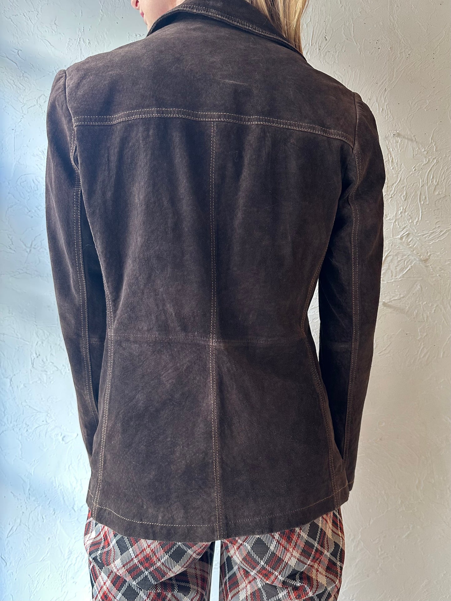 Y2k 'Danier' Brown Suede Leather Jacket / Small