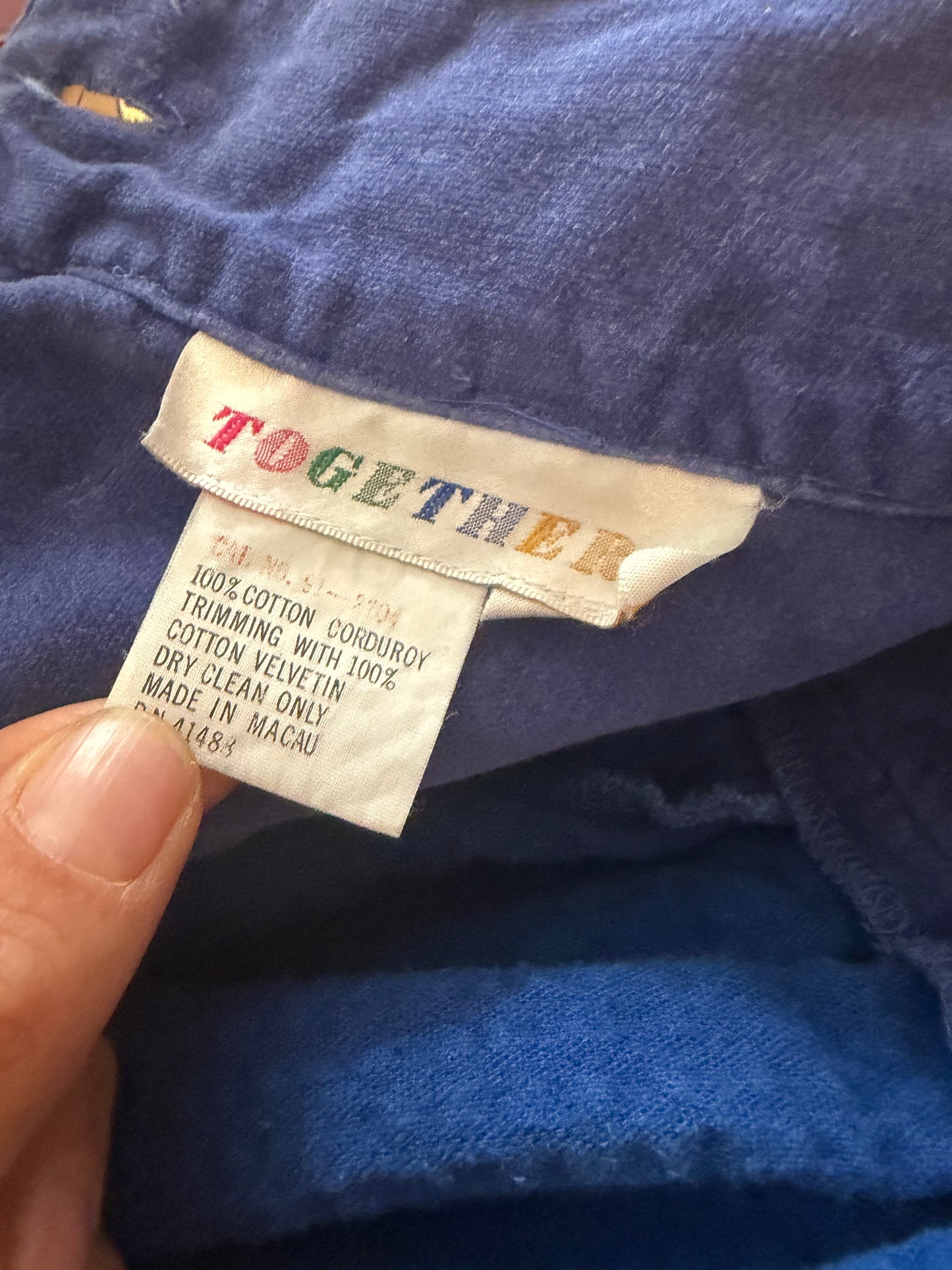 90s 'Together' Blue Corduroy Retro High Rise Midi Fall Skirt / Small