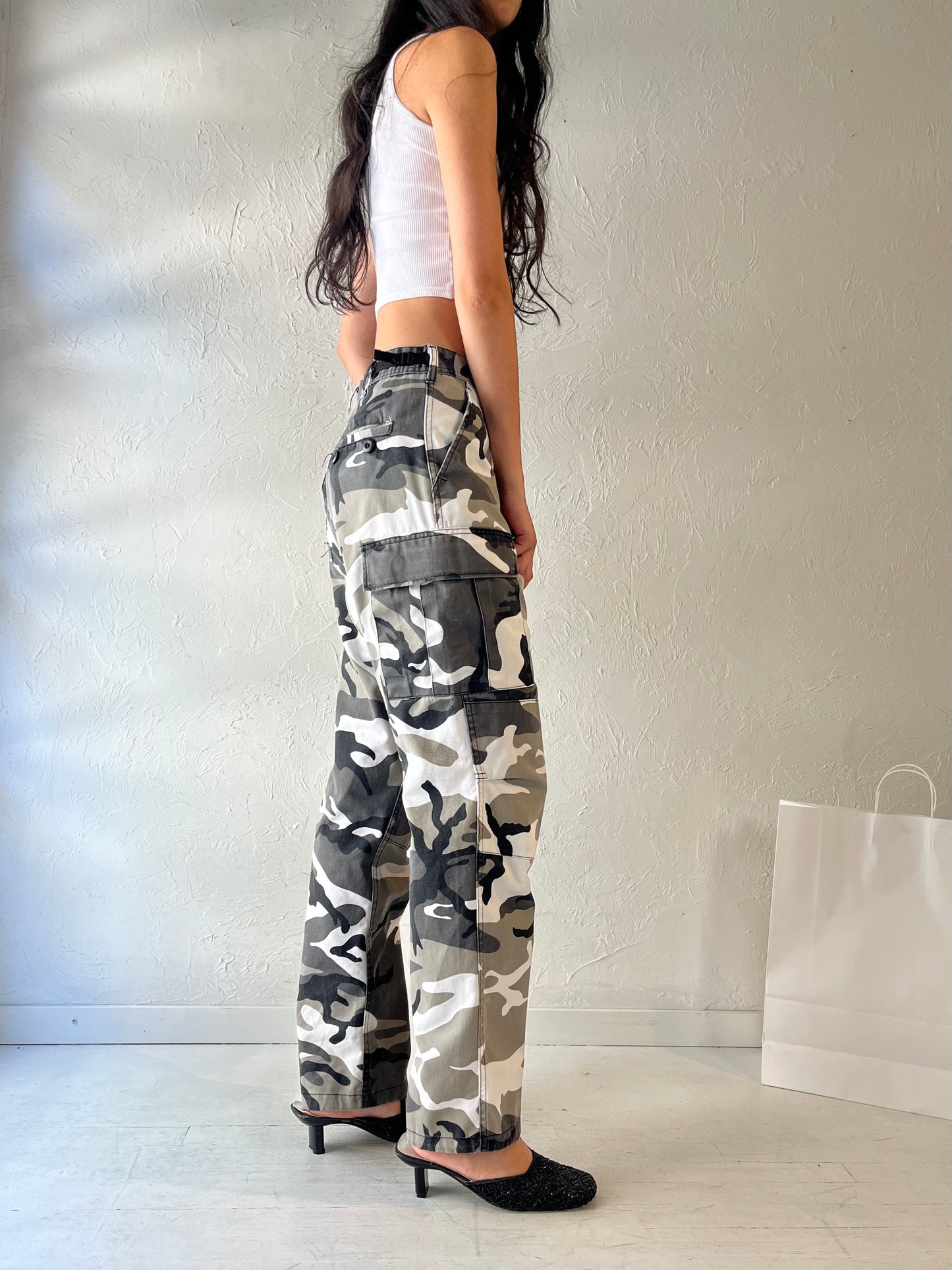 Y2k Authentic Army Gray Camouflage Pants / Small