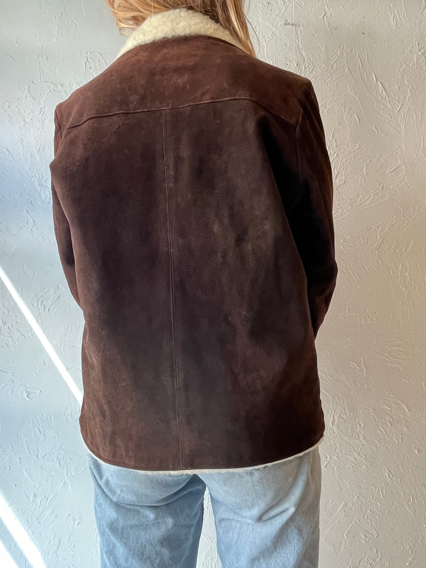 70s Brown Suede Shearling Lined Jacket / Small