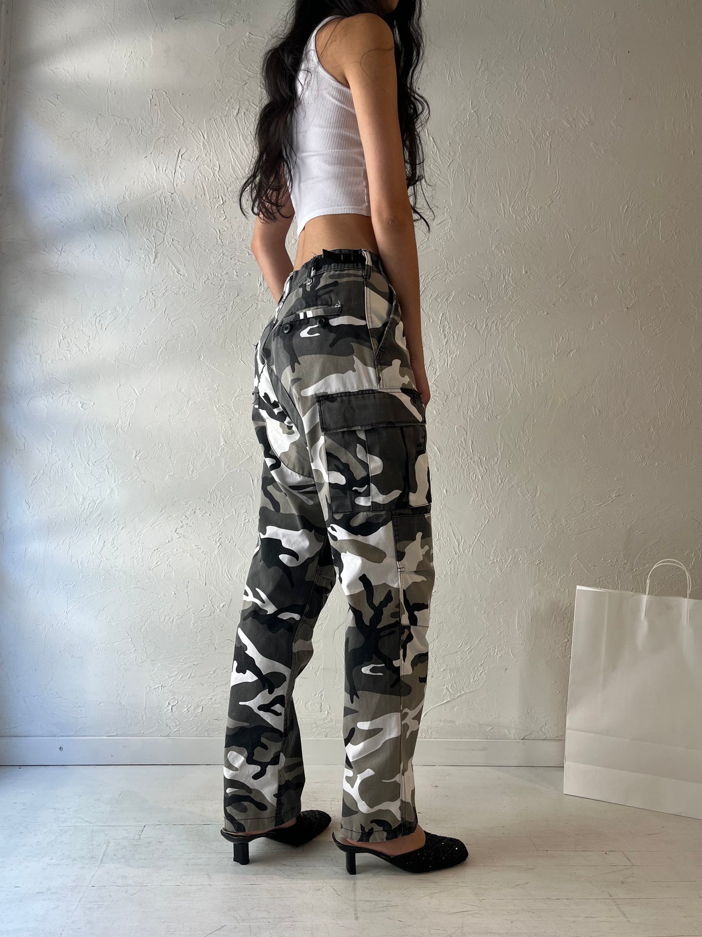 Y2k Authentic Army Gray Camouflage Pants / Small