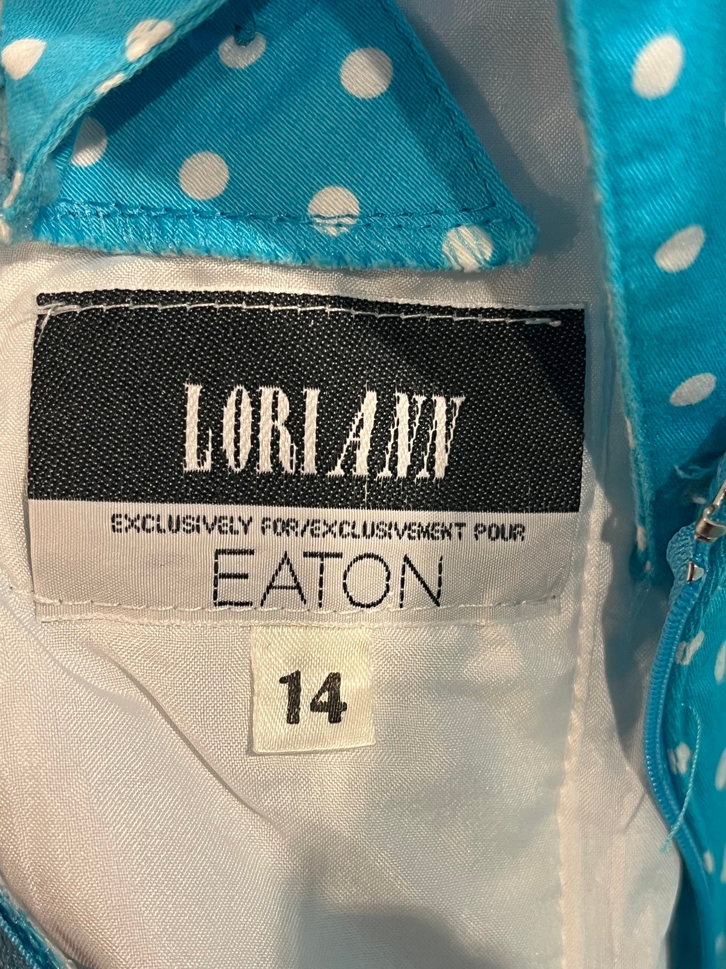 80s ‘Lori Ann’ Blue Polka Dot Cotton Midi Dress / Large